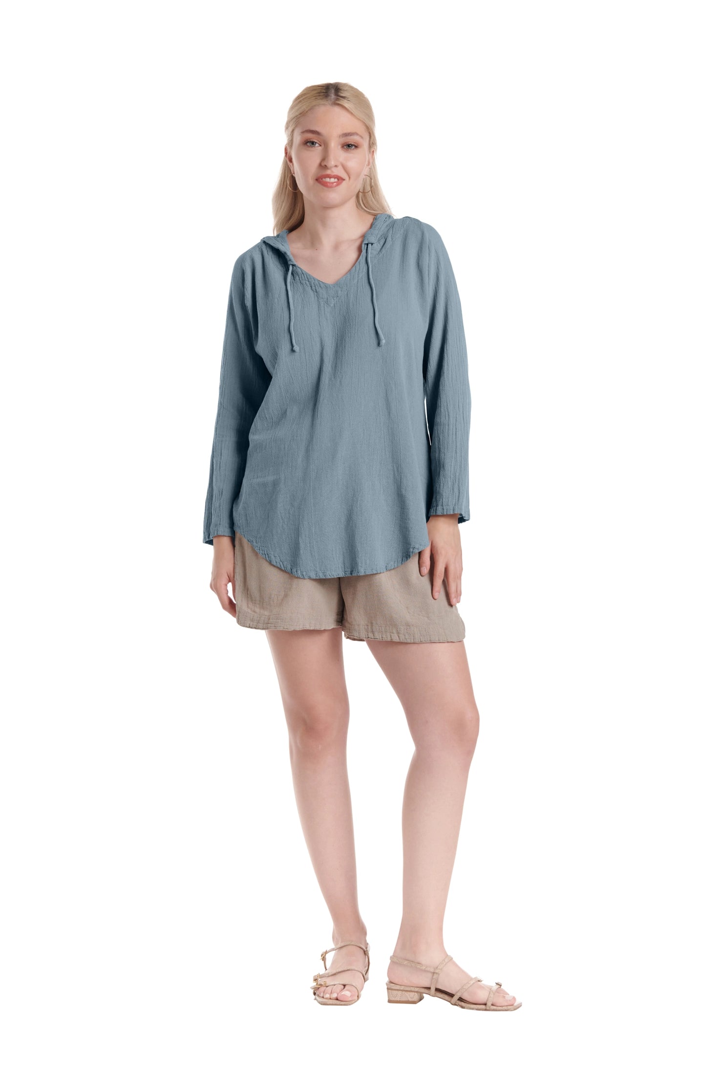 Hoodie Cotton Gauze Blouse-Oh My Gauze