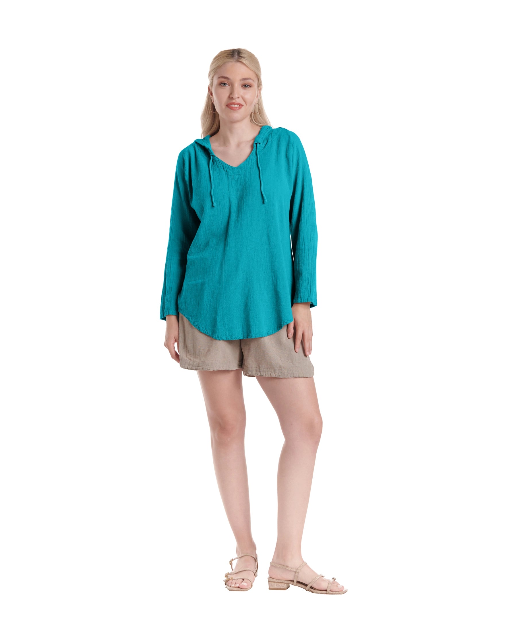 Hoodie Cotton Gauze Blouse-Oh My Gauze