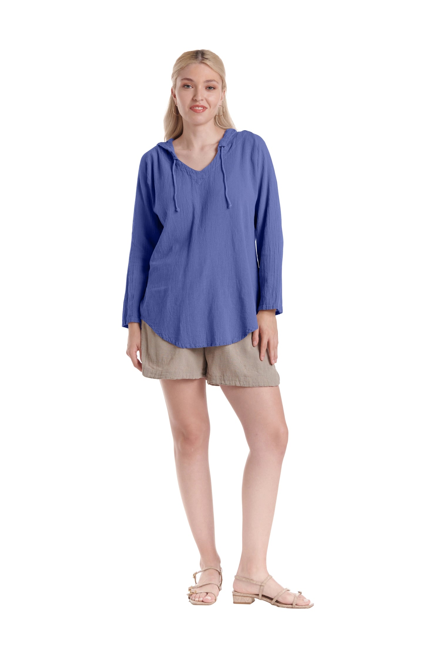 Hoodie Cotton Gauze Blouse-Oh My Gauze