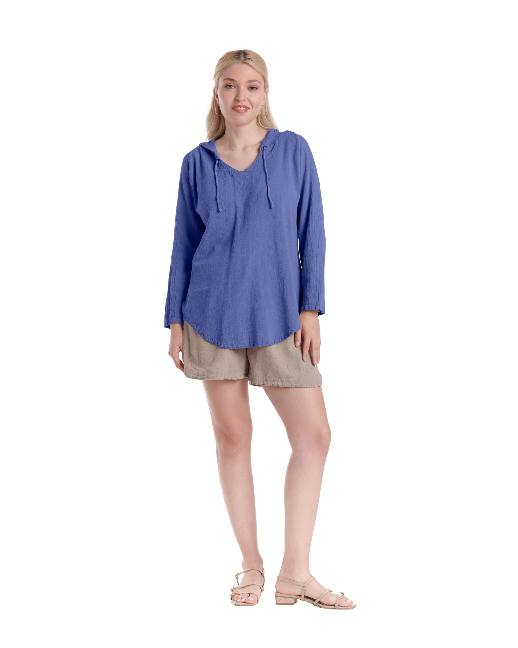 Hoodie Cotton Gauze Blouse-Oh My Gauze