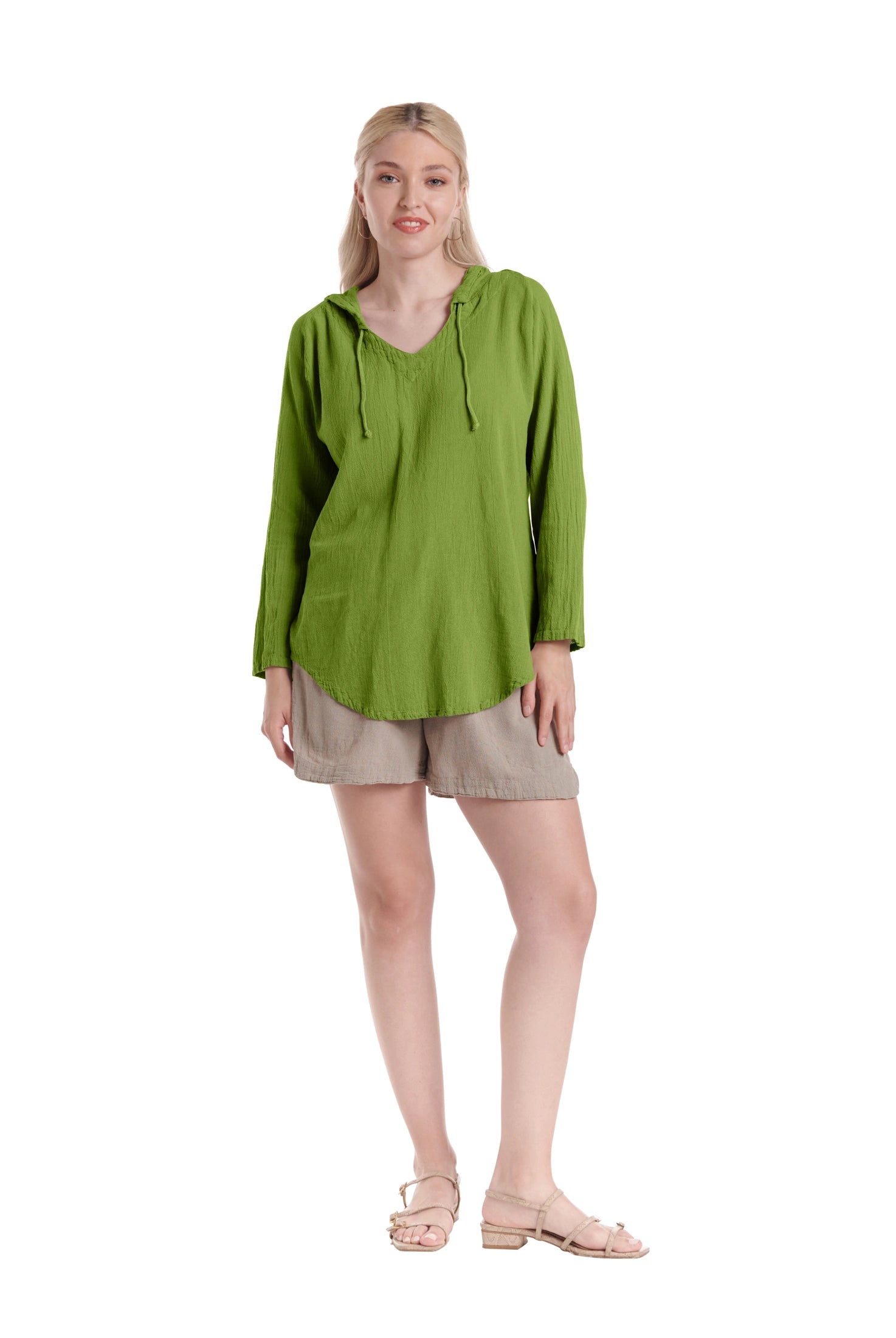 Hoodie Cotton Gauze Blouse-Oh My Gauze
