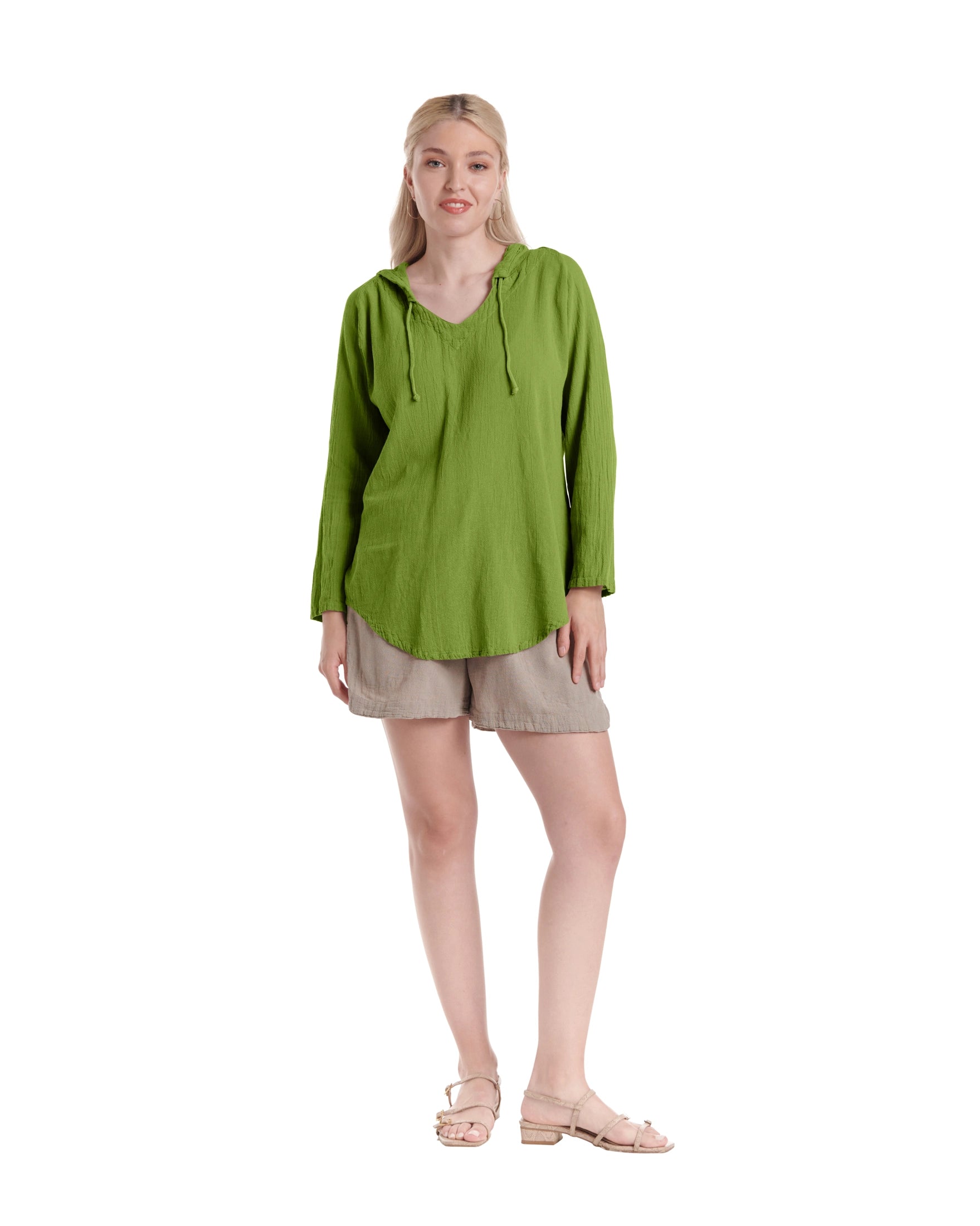 Hoodie Cotton Gauze Blouse-Oh My Gauze
