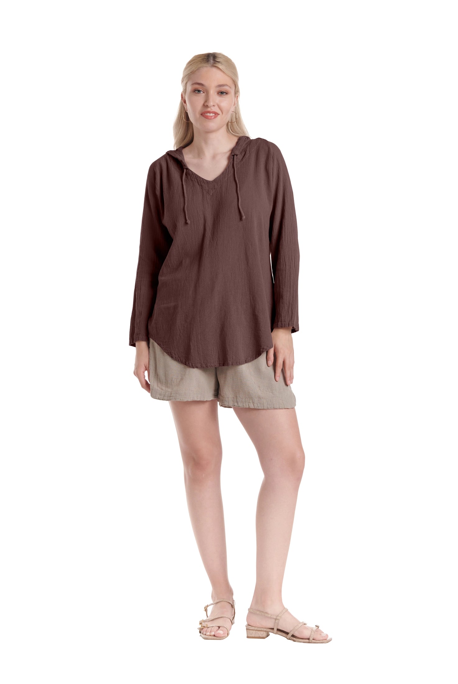 Hoodie Cotton Gauze Blouse-Oh My Gauze