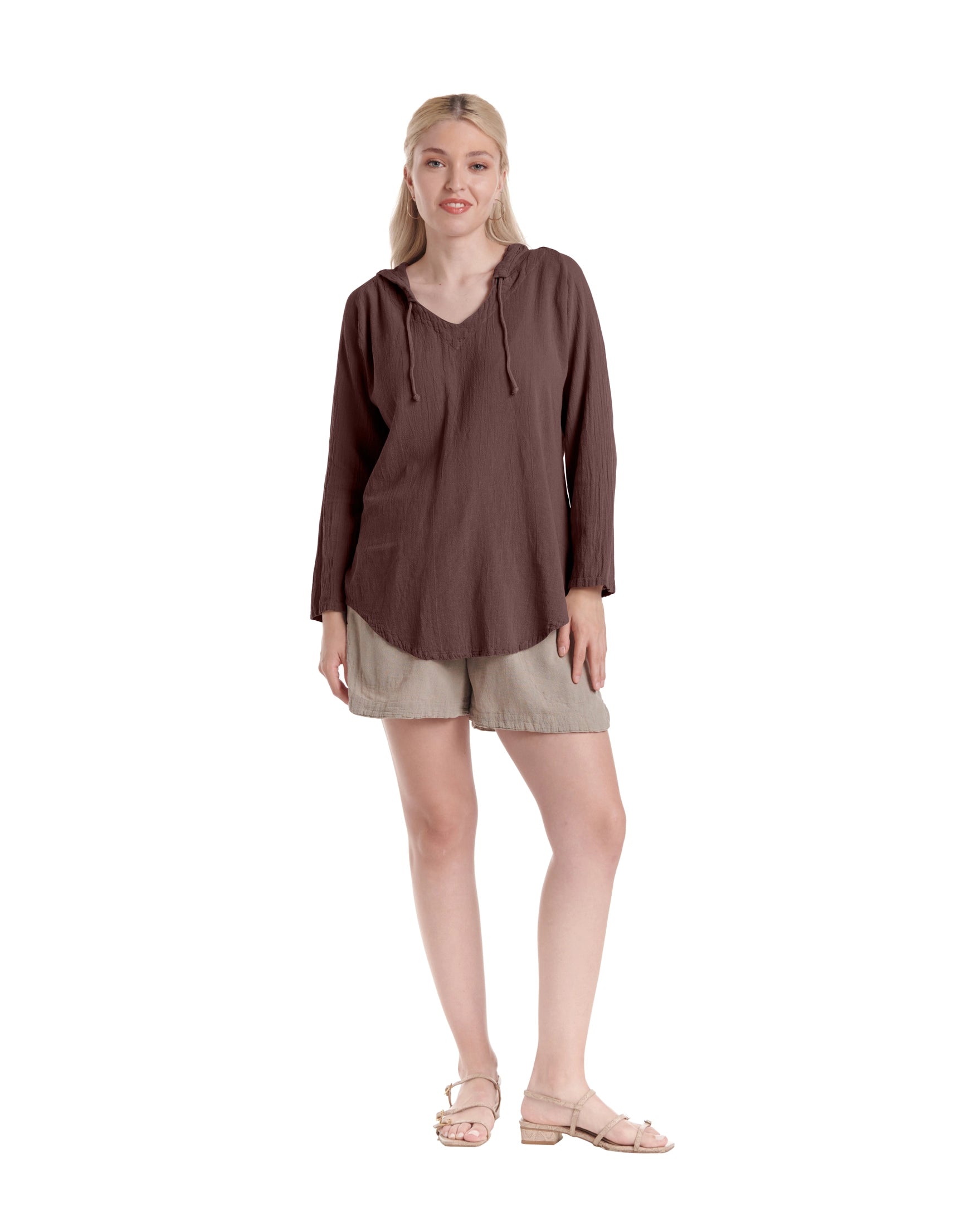 Hoodie Cotton Gauze Blouse-Oh My Gauze