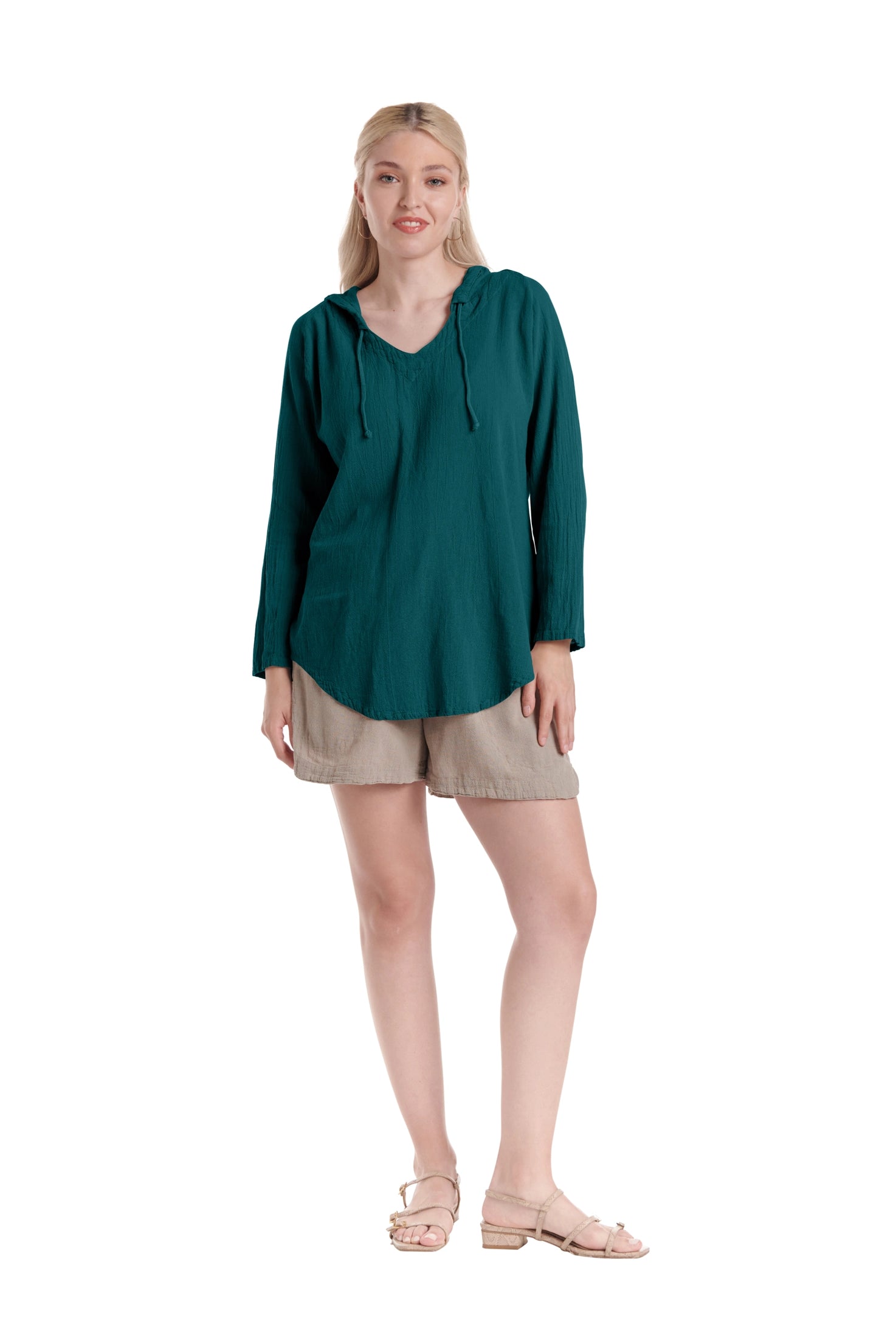 Hoodie Cotton Gauze Blouse-Oh My Gauze