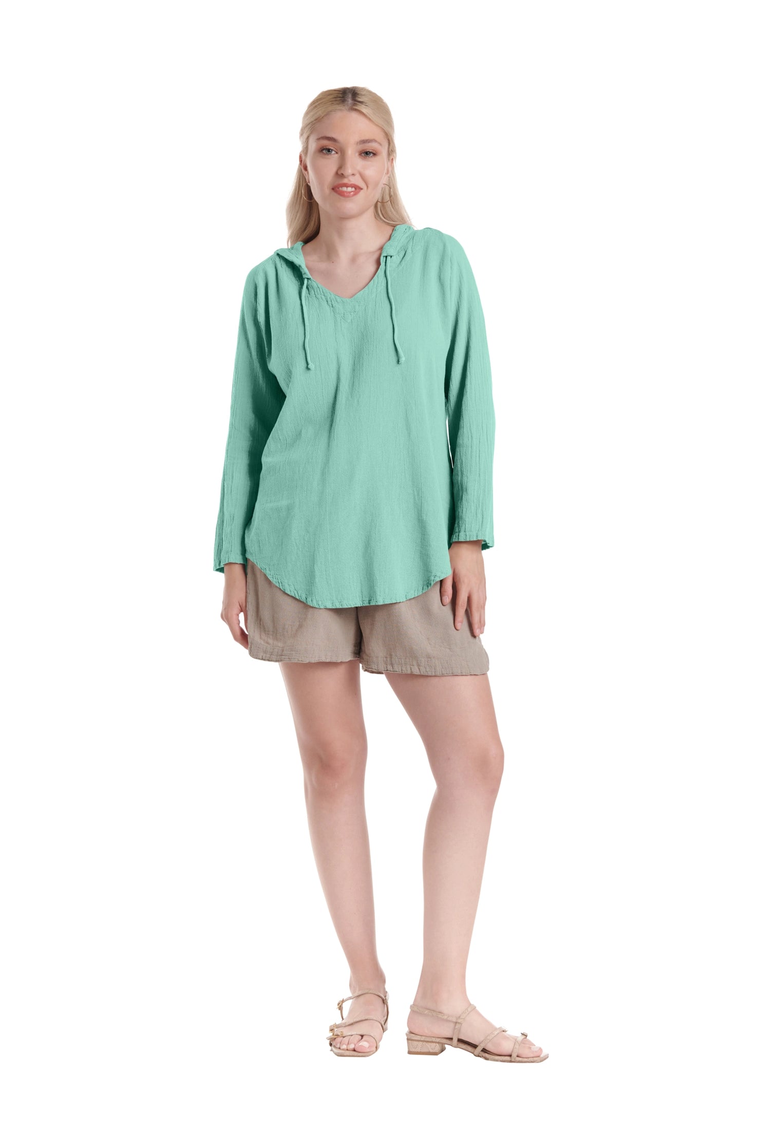 Hoodie Cotton Gauze Blouse-Oh My Gauze