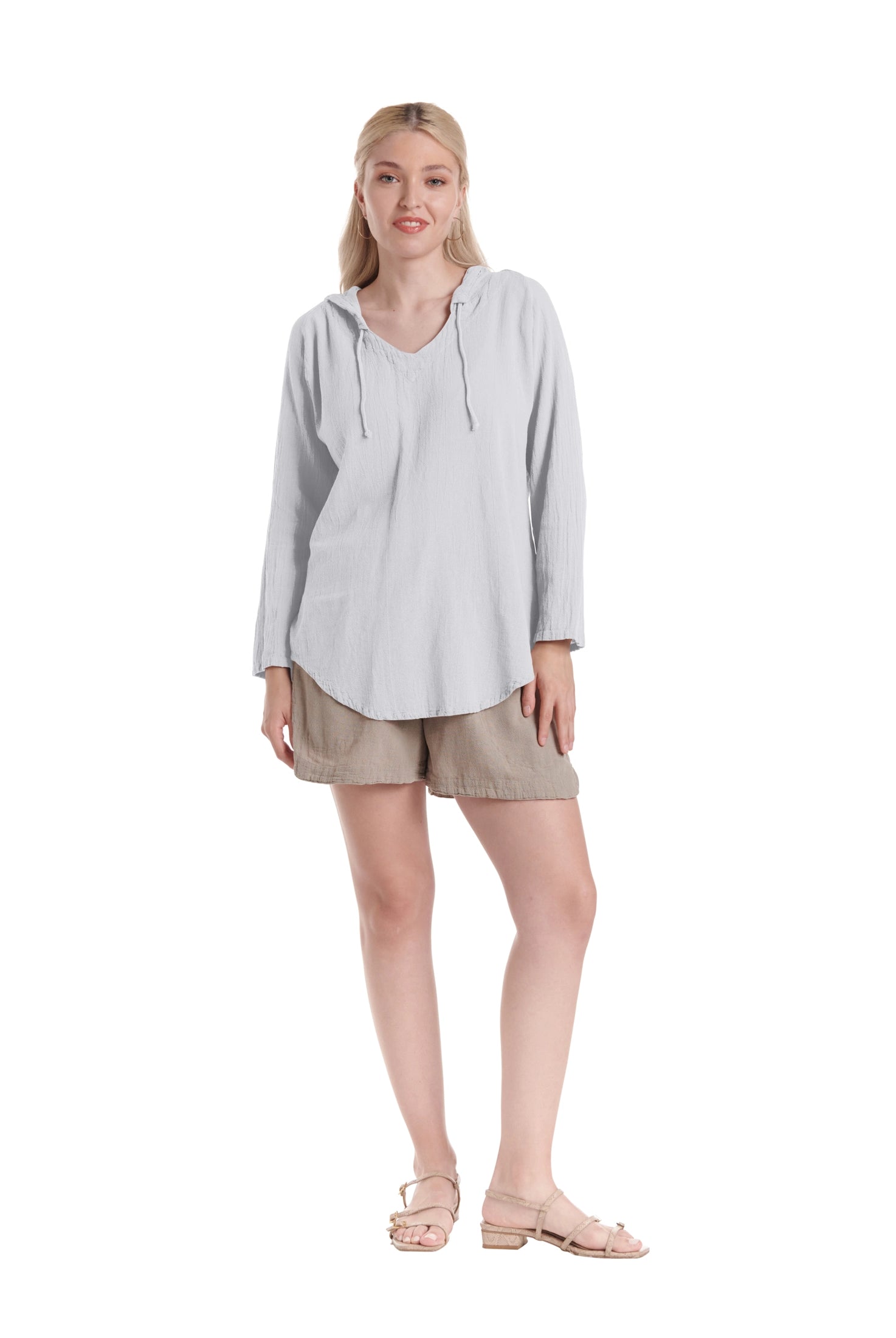 Hoodie Cotton Gauze Blouse-Oh My Gauze