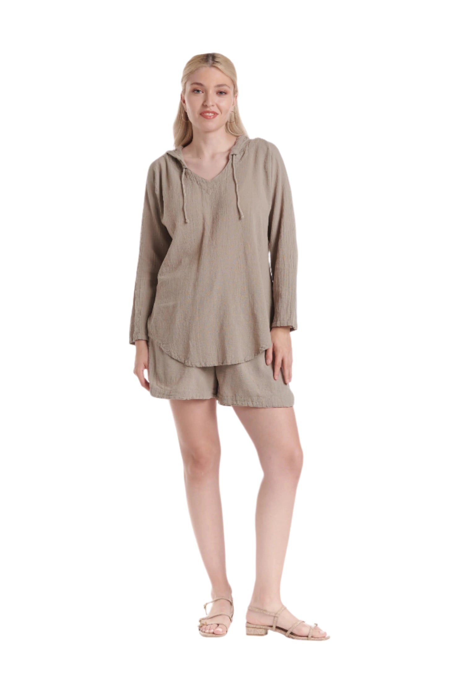 Hoodie Cotton Gauze Blouse-Oh My Gauze