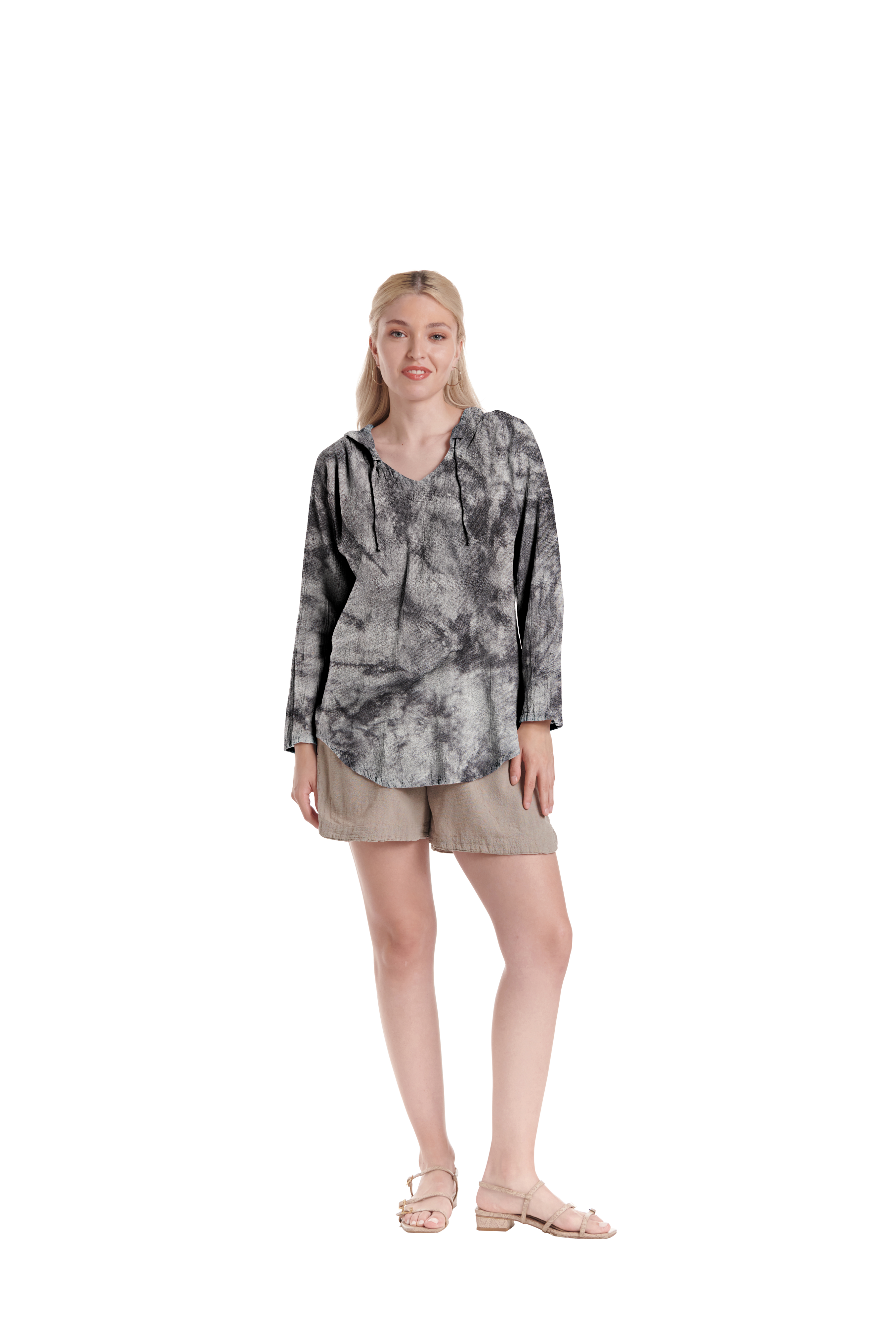 Hoodie Cotton Gauze Blouse-Oh My Gauze