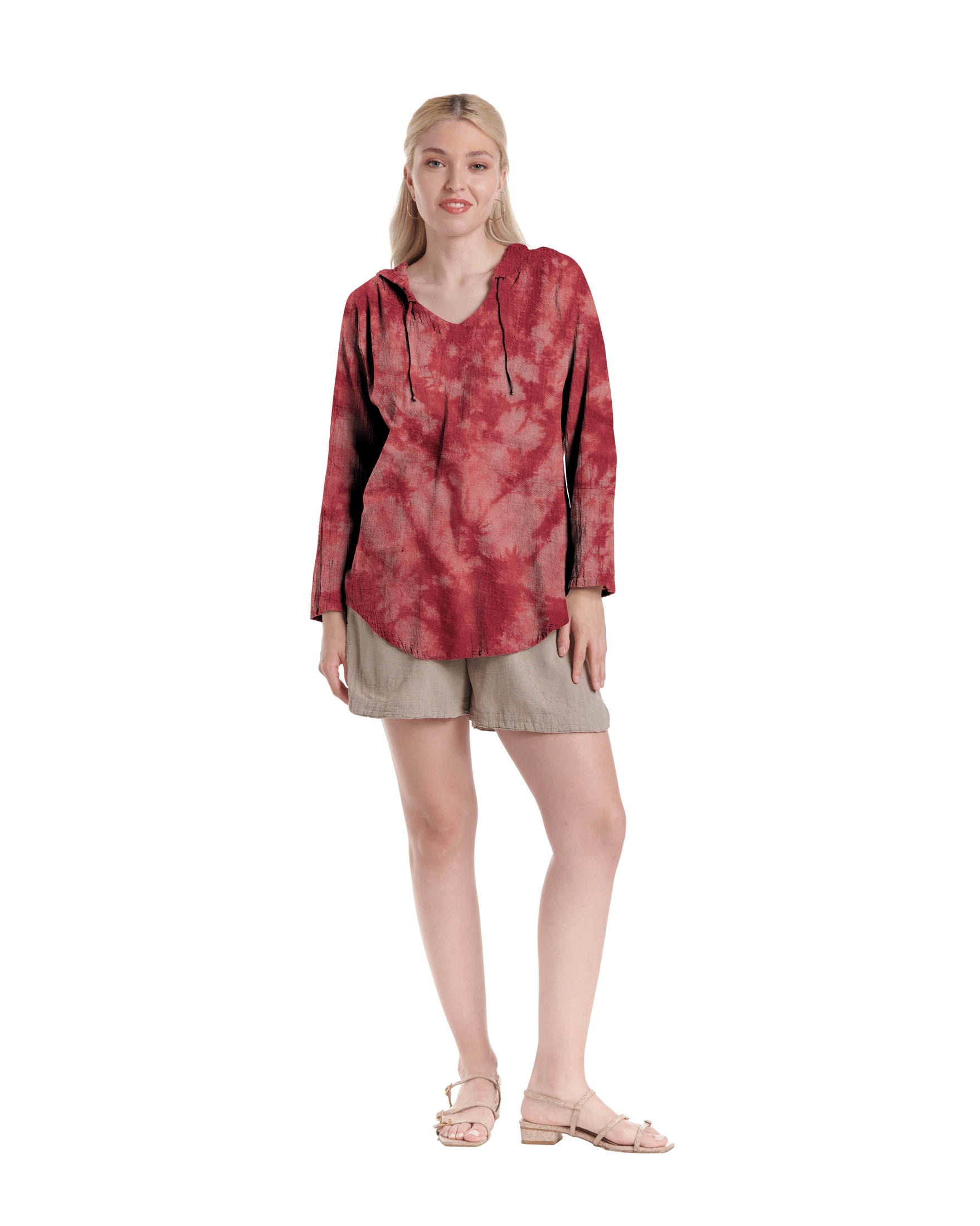 Hoodie Cotton Gauze Blouse-Oh My Gauze