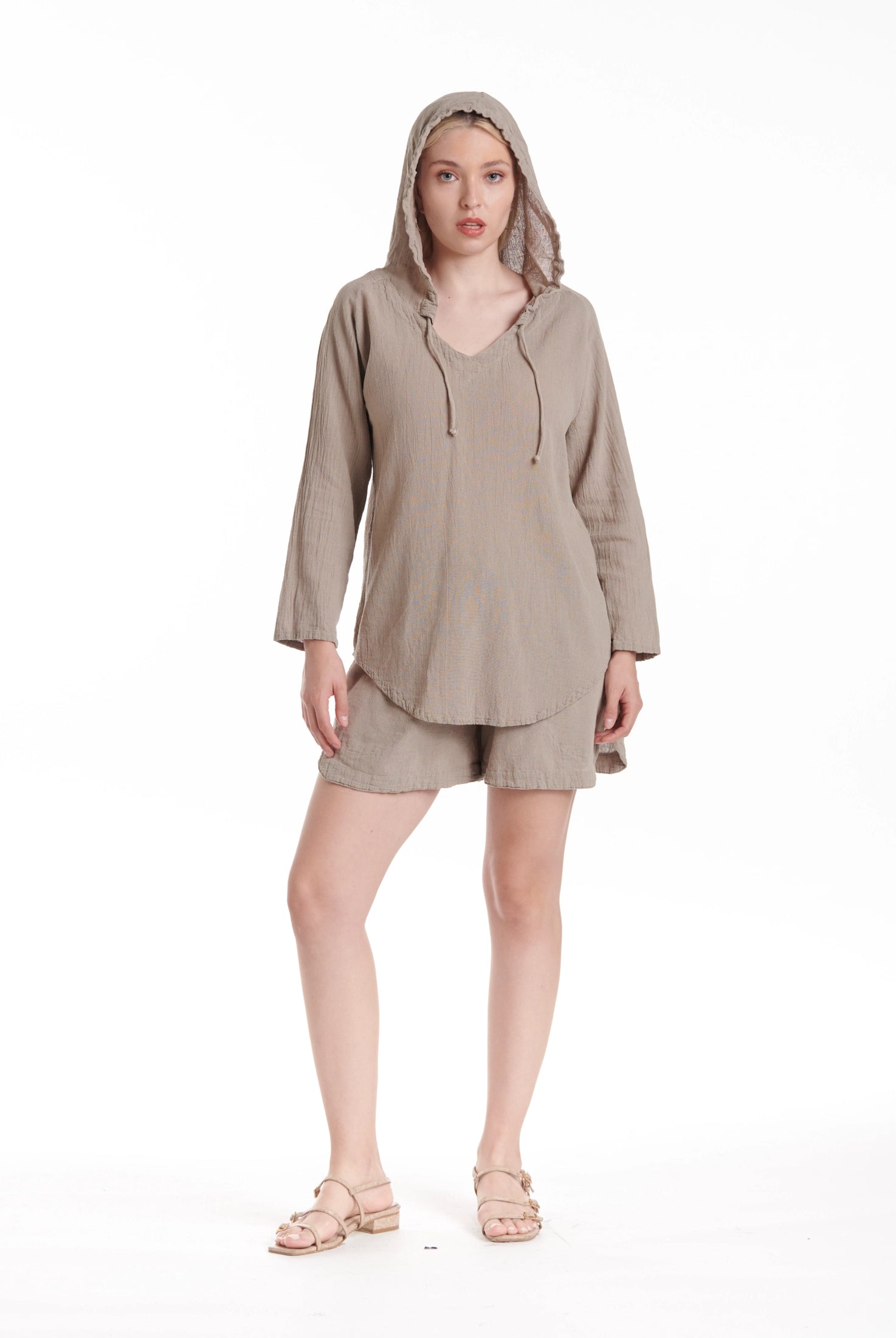 Hoodie Cotton Gauze Blouse-Oh My Gauze