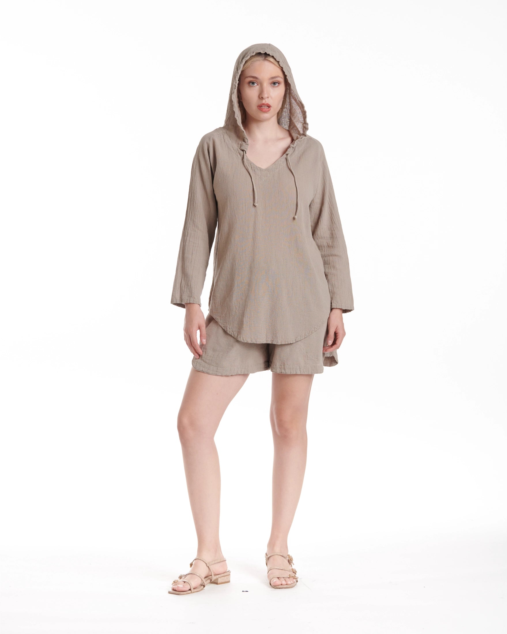 Hoodie Cotton Gauze Blouse-Oh My Gauze