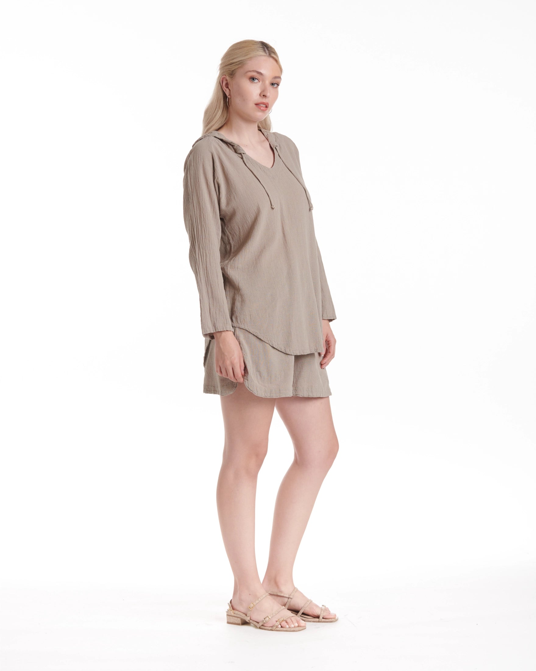 Hoodie Cotton Gauze Blouse-Oh My Gauze