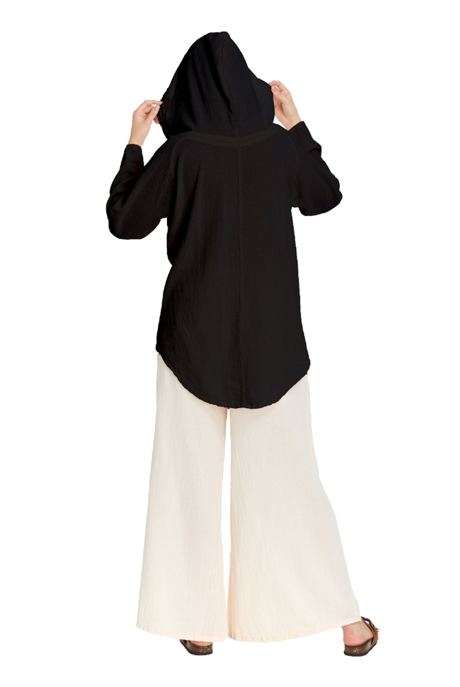 Hoodie Cotton Gauze Blouse-Oh My Gauze