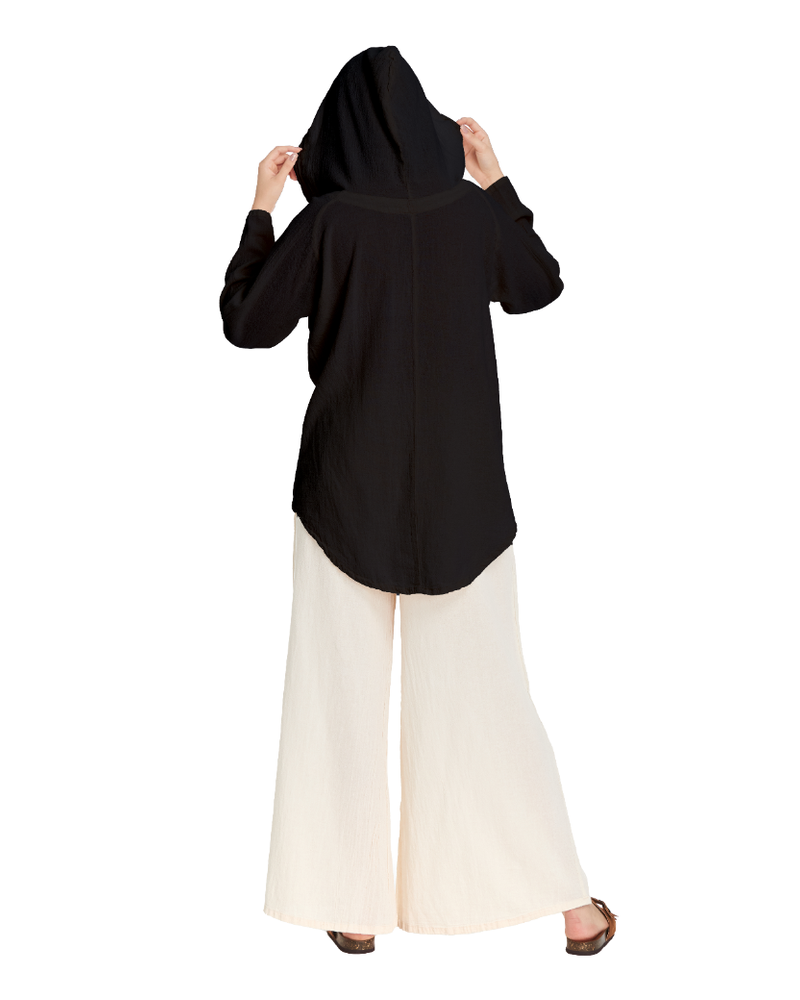 Hoodie Cotton Gauze Blouse-Oh My Gauze