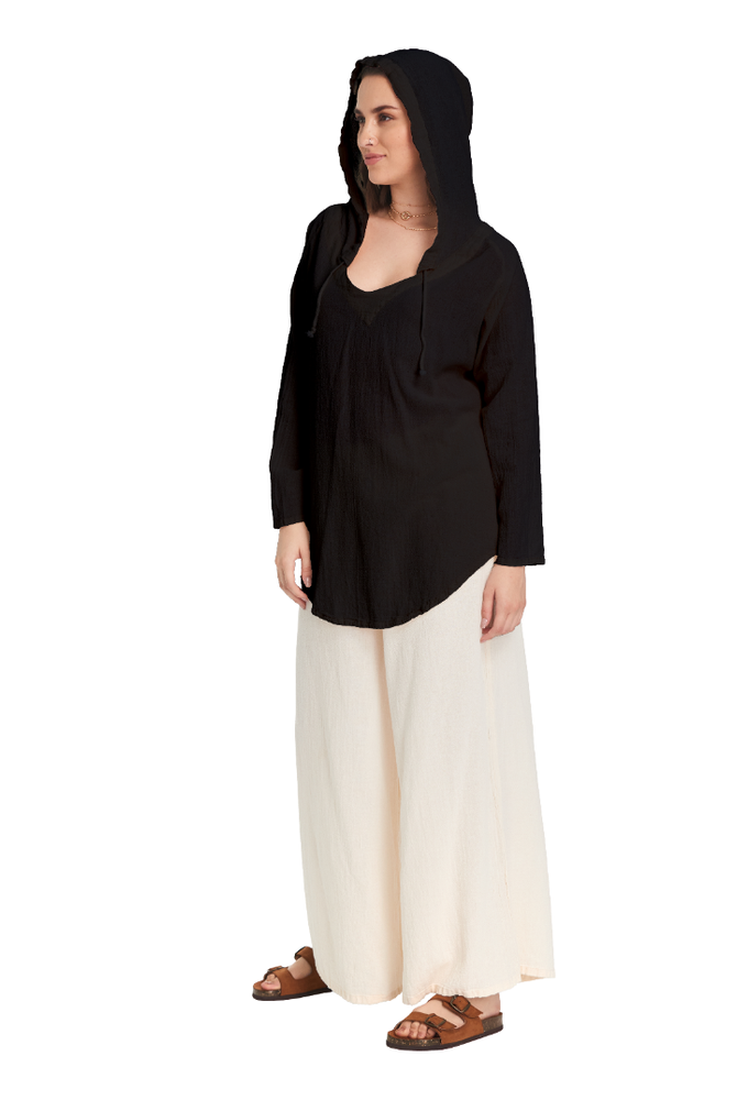 Hoodie Cotton Gauze Blouse-Oh My Gauze