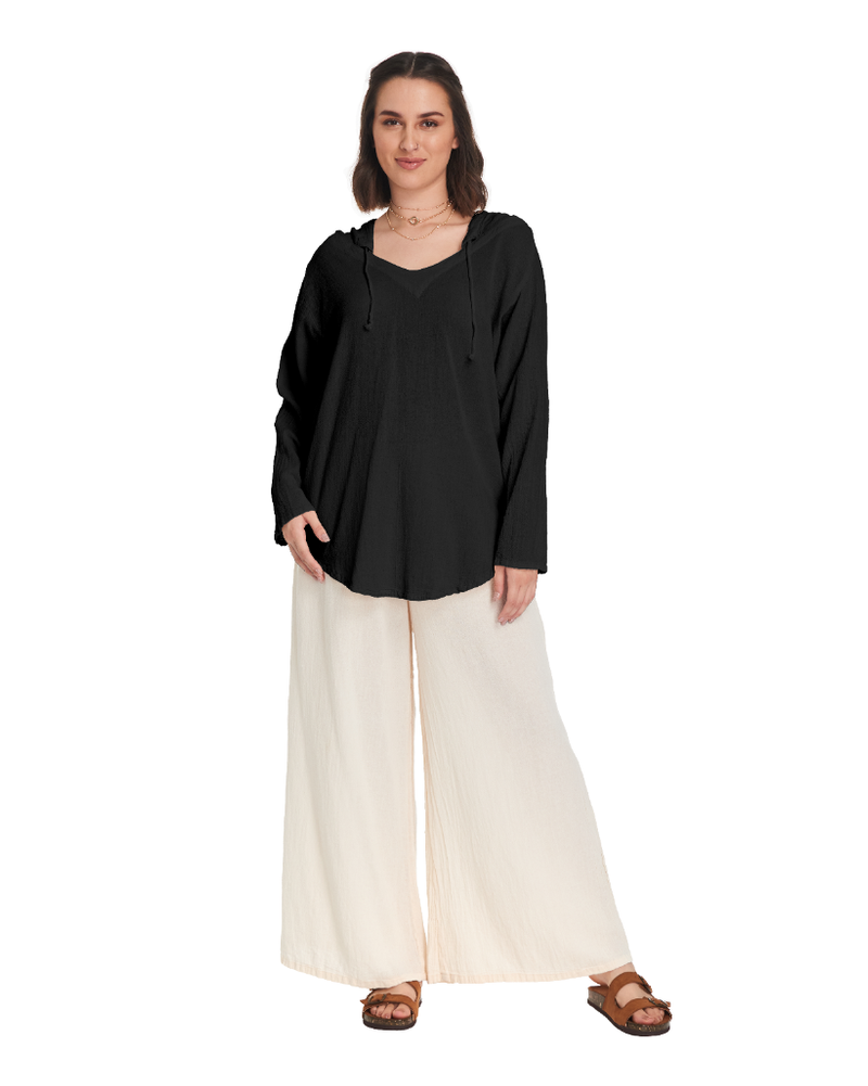 Hoodie Cotton Gauze Blouse-Oh My Gauze