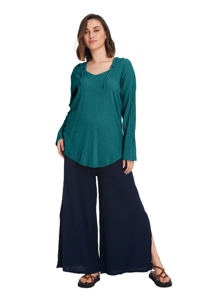 Hoodie Cotton Gauze Blouse-Oh My Gauze