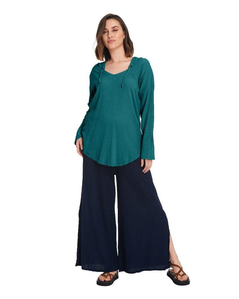 Hoodie Cotton Gauze Blouse-Oh My Gauze