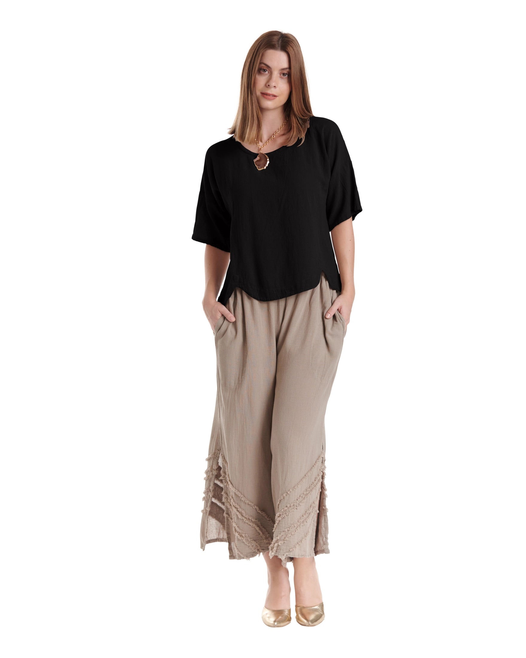 Scallop Cotton Gauze Blouse-Oh My Gauze
