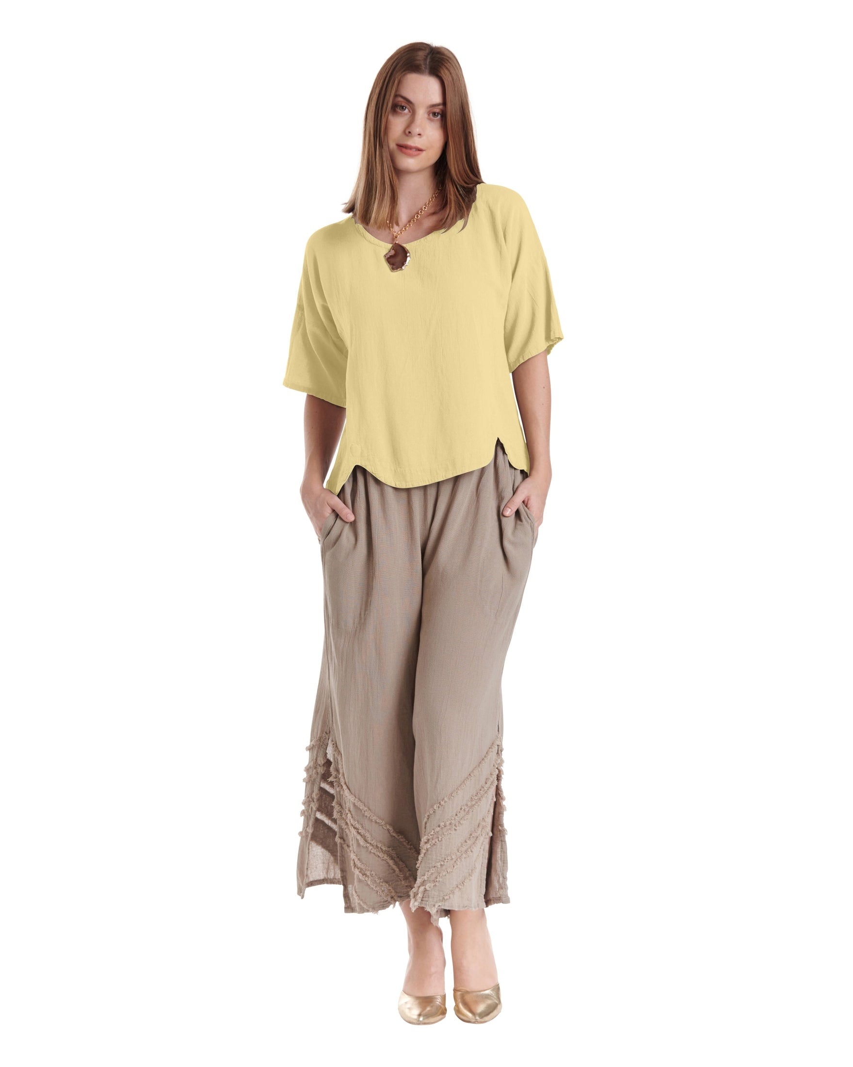 Scallop Cotton Gauze Blouse-Oh My Gauze