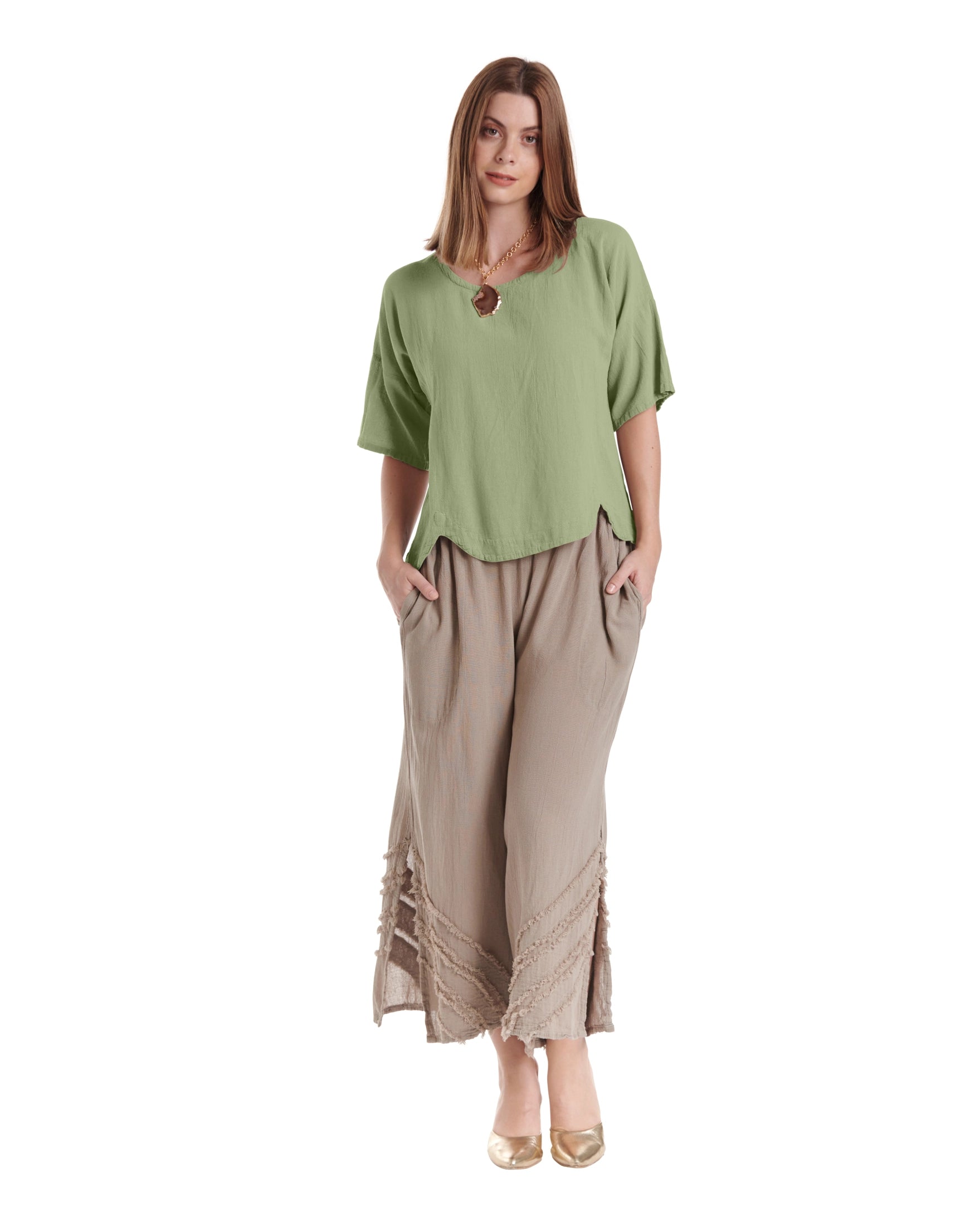 Scallop Cotton Gauze Blouse-Oh My Gauze