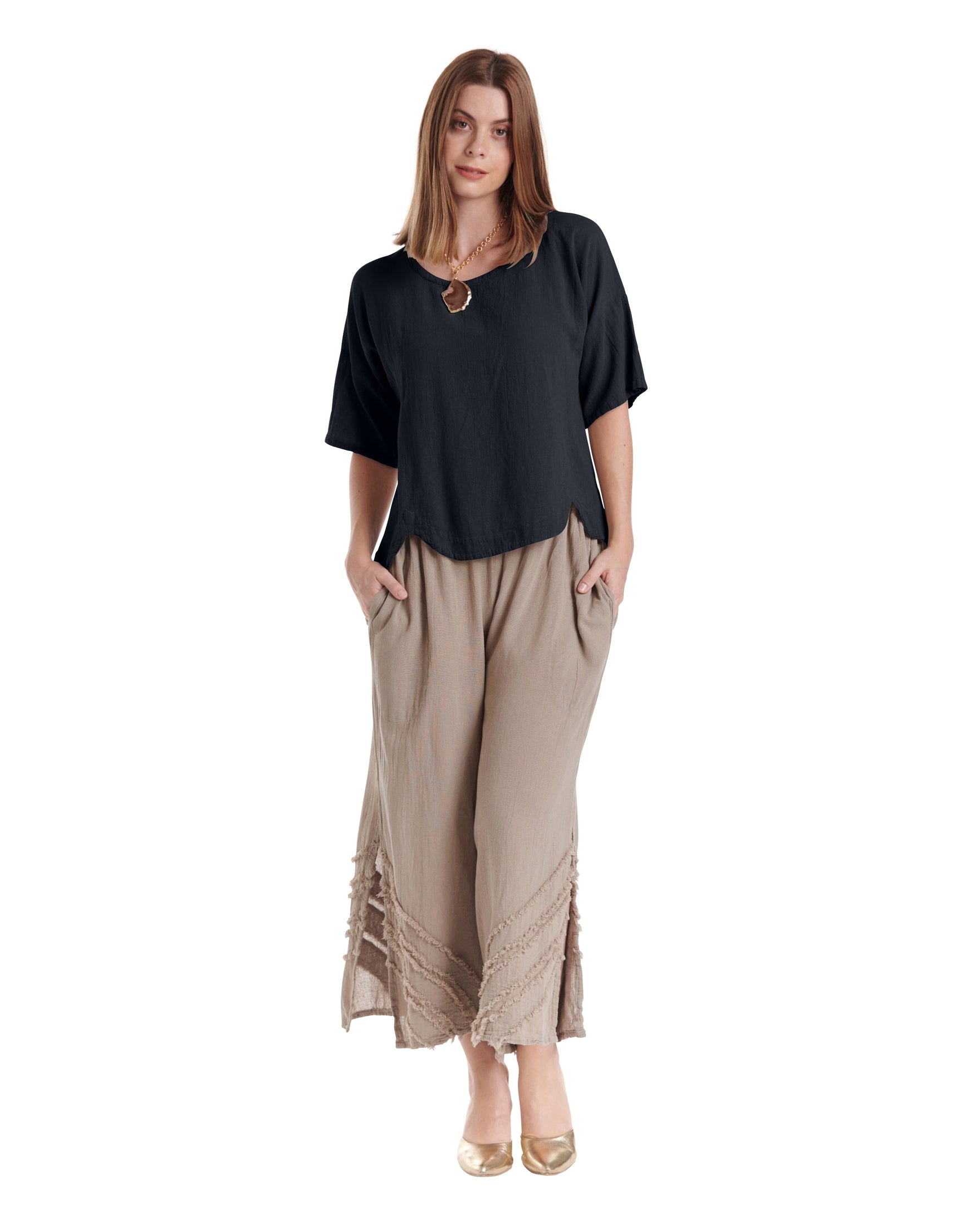 Scallop Cotton Gauze Blouse-Oh My Gauze