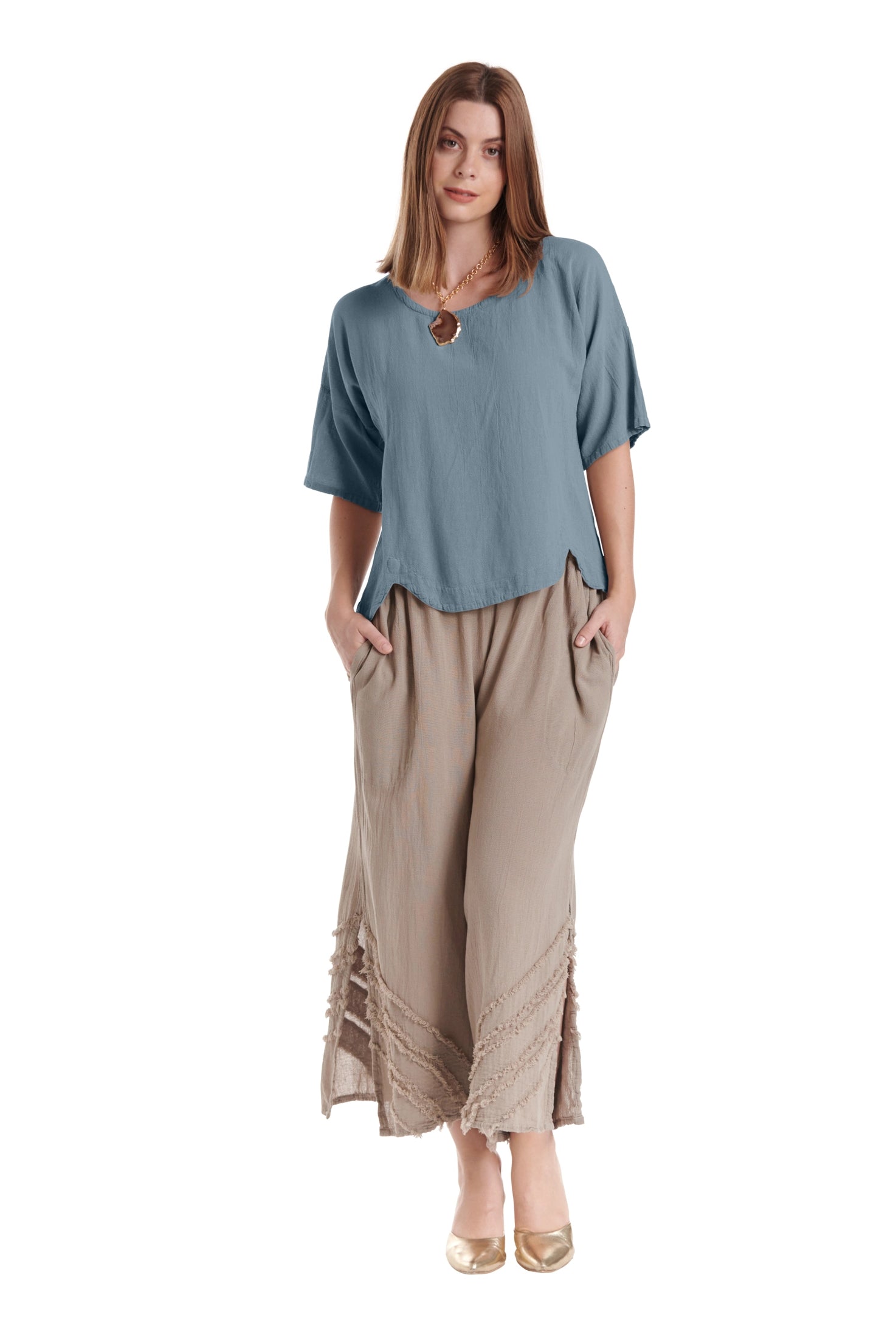 Scallop Blouse-Oh My Gauze