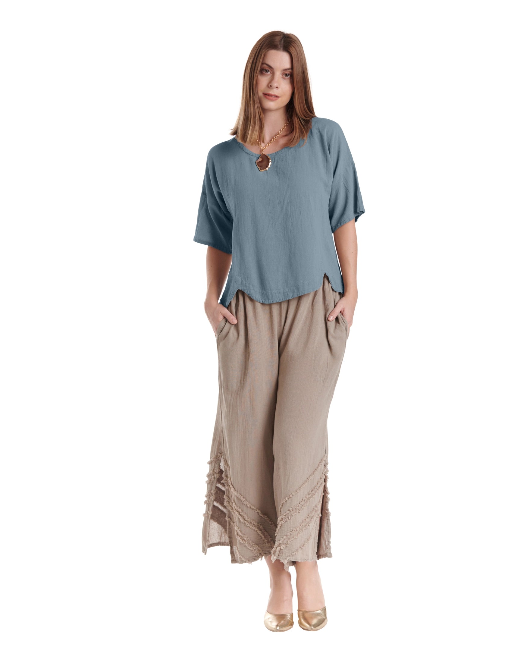 Scallop Blouse-Oh My Gauze