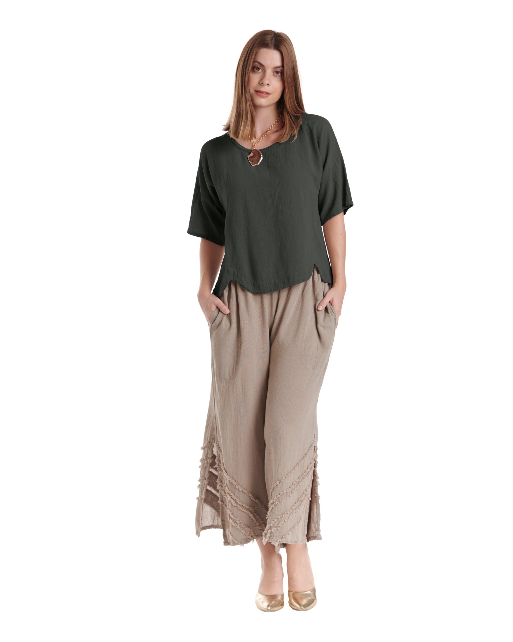 Scallop Cotton Gauze Blouse-Oh My Gauze