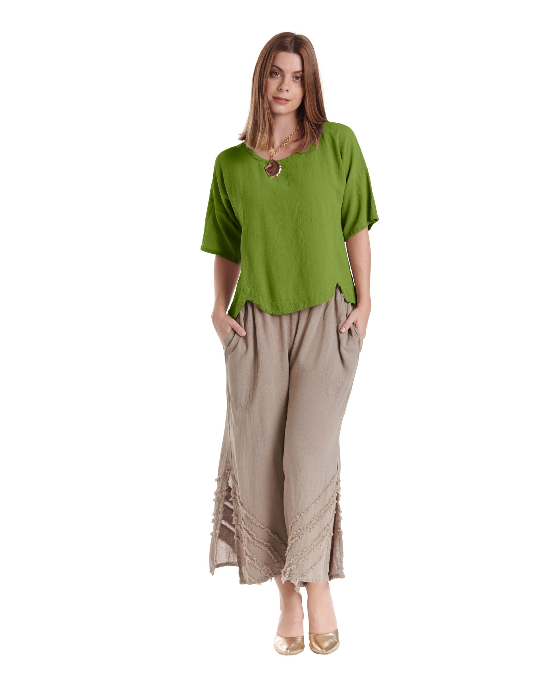 Scallop Cotton Gauze Blouse-Oh My Gauze