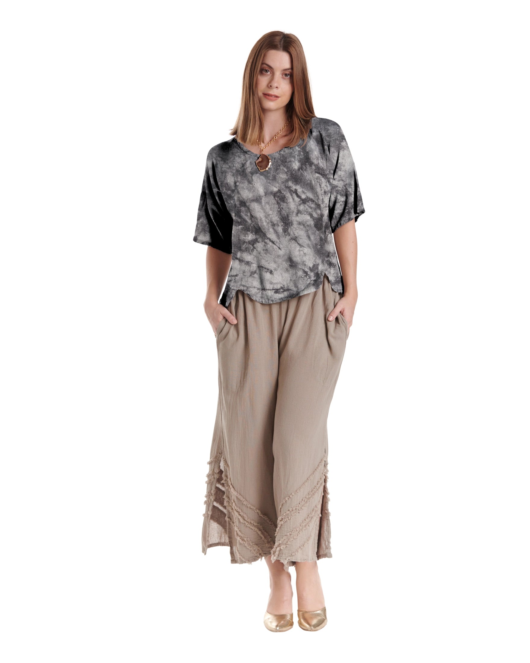 Scallop Cotton Gauze Blouse-Oh My Gauze