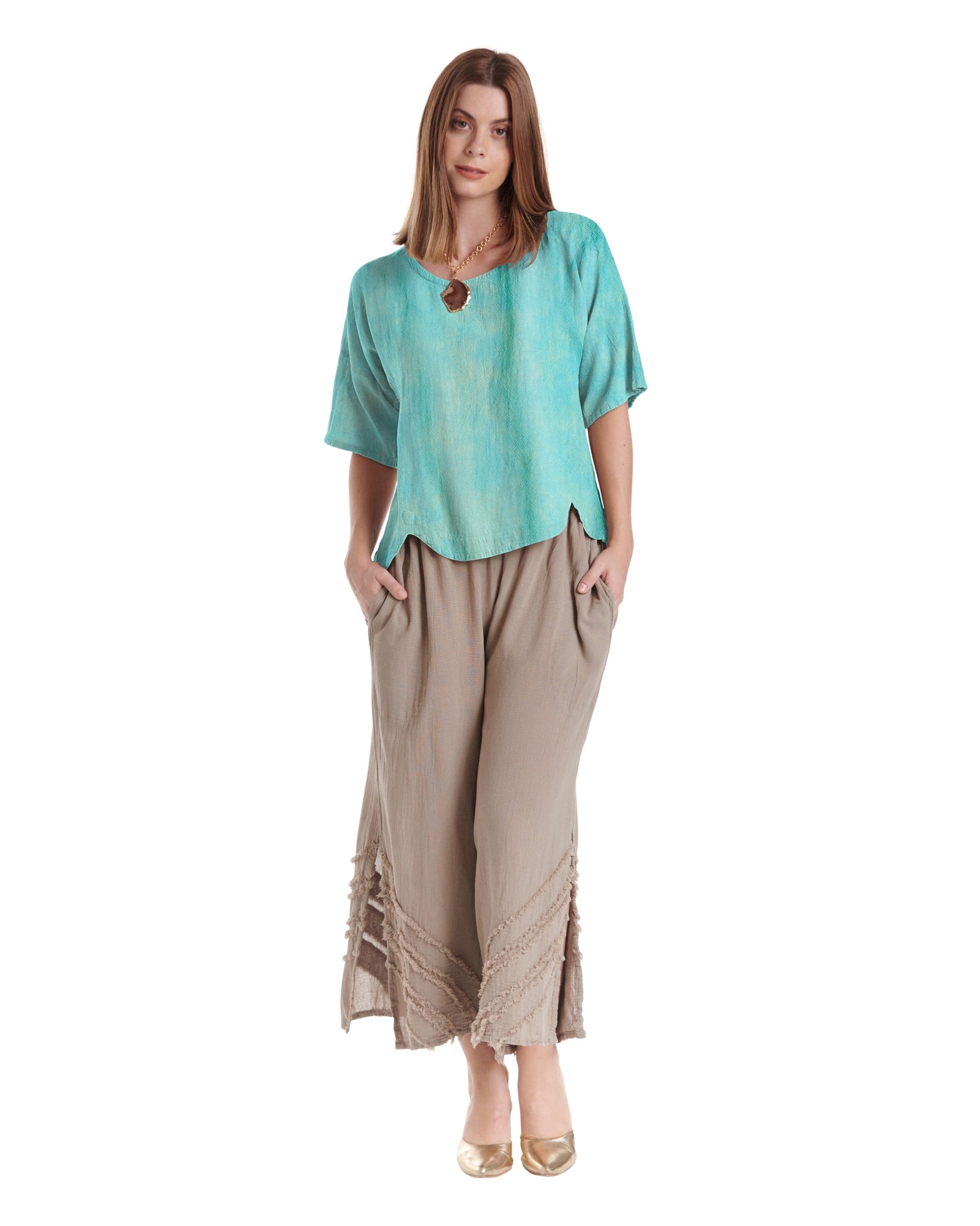 Scallop Cotton Gauze Blouse-Oh My Gauze
