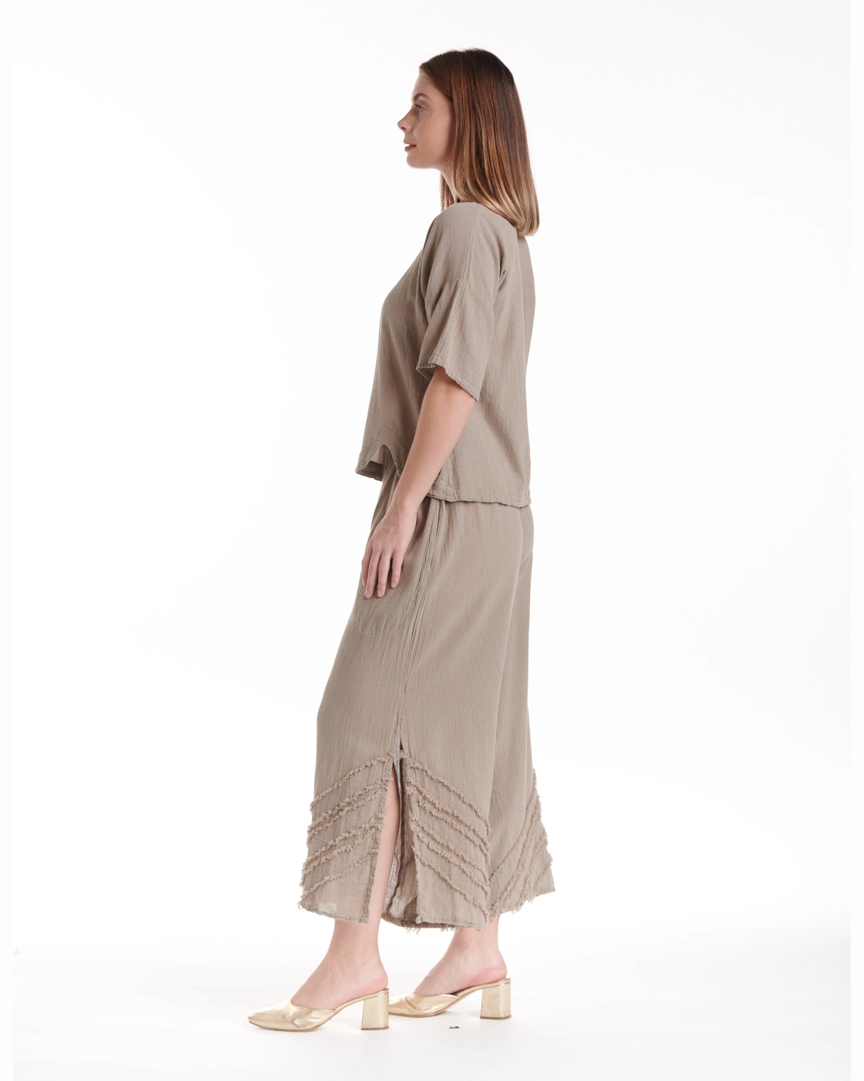 Scallop Cotton Gauze Blouse-Oh My Gauze