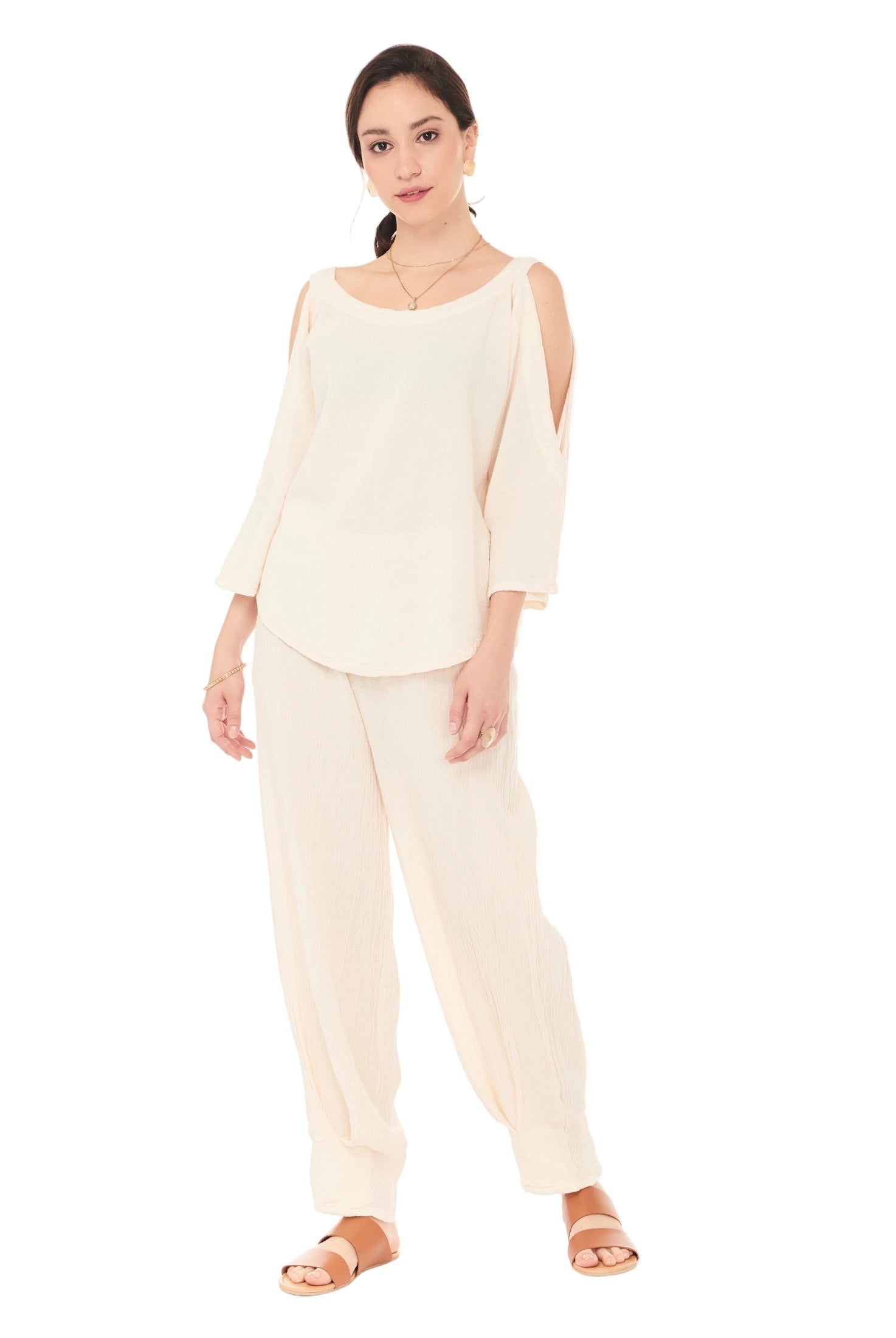 Sporty Cotton Gauze Blouse – Final Sale-Oh My Gauze