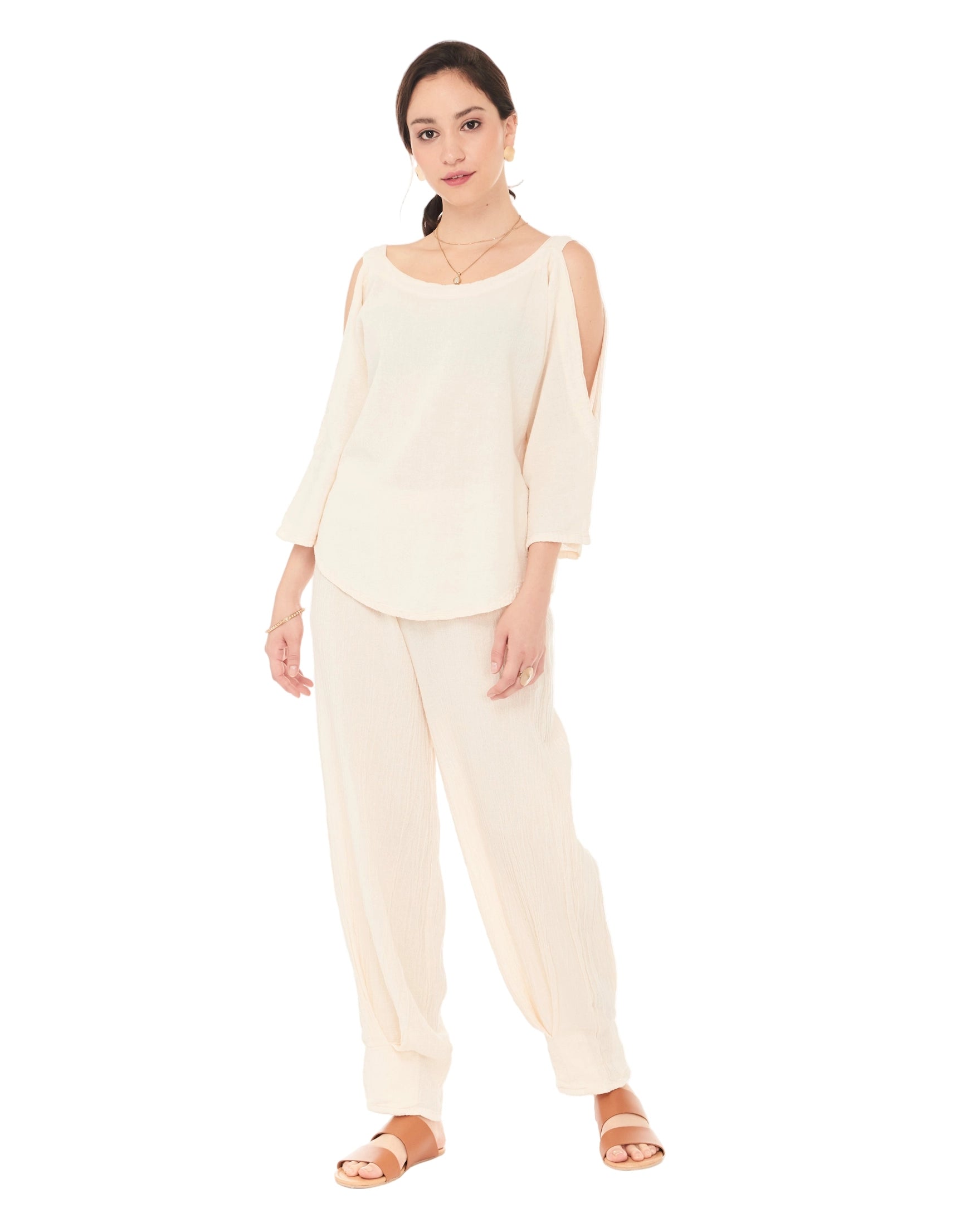 Sporty Cotton Gauze Blouse – Final Sale-Oh My Gauze