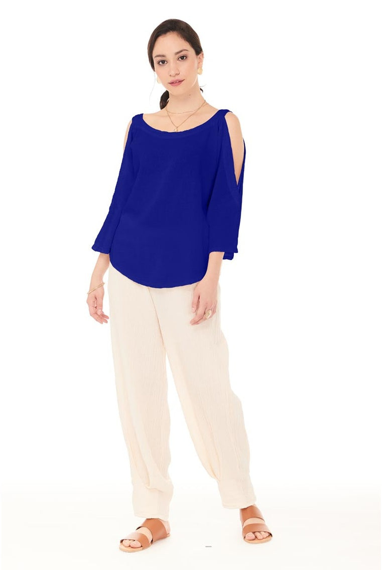 Sporty Cotton Gauze Blouse – Final Sale-Oh My Gauze