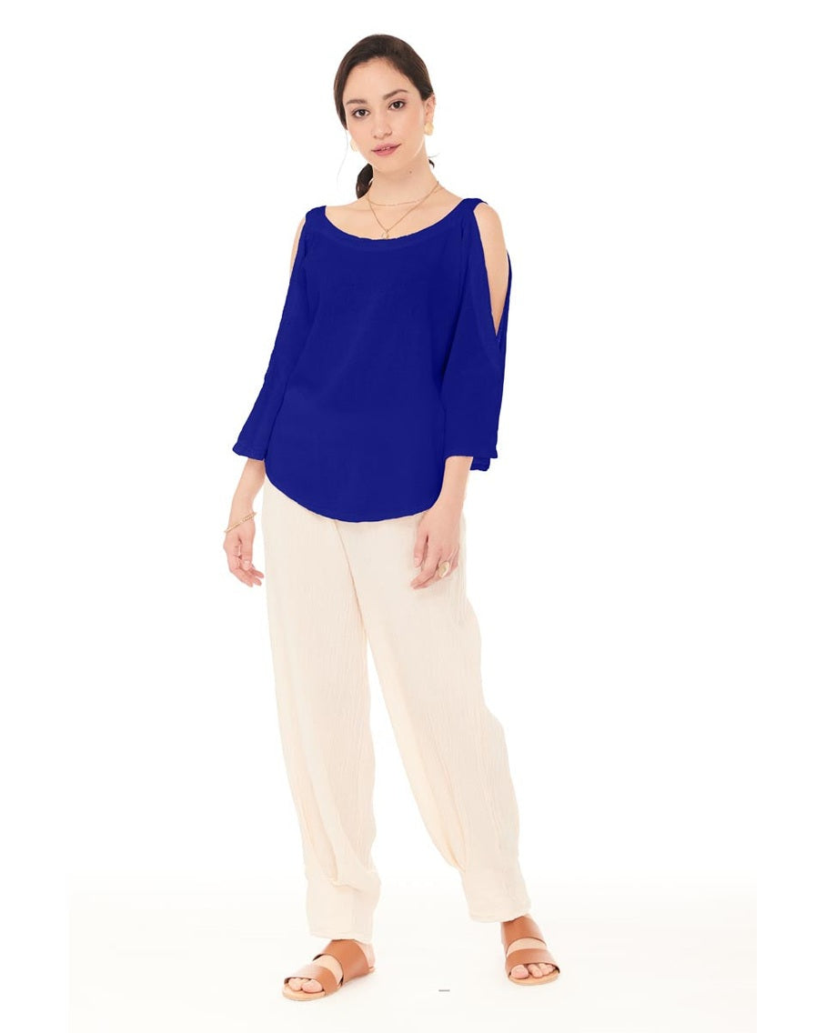 Sporty Cotton Gauze Blouse – Final Sale-Oh My Gauze