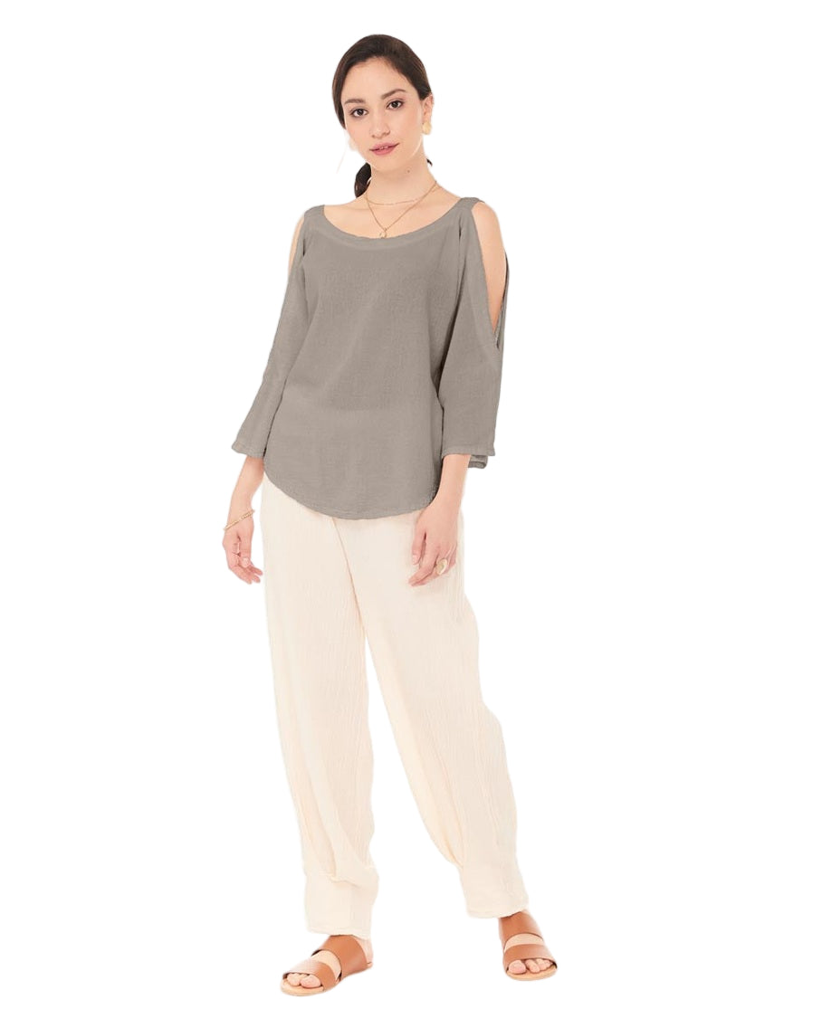 Sporty Cotton Gauze Blouse – Final Sale-Oh My Gauze