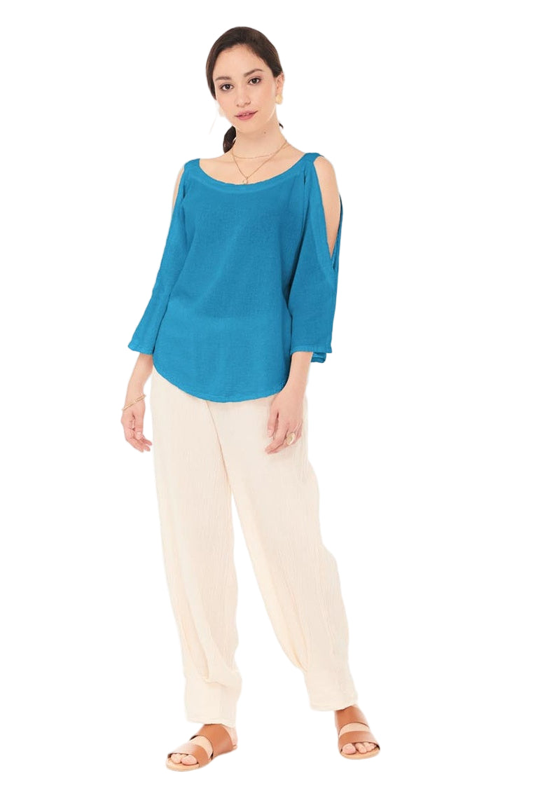 Sporty Cotton Gauze Blouse – Final Sale-Oh My Gauze