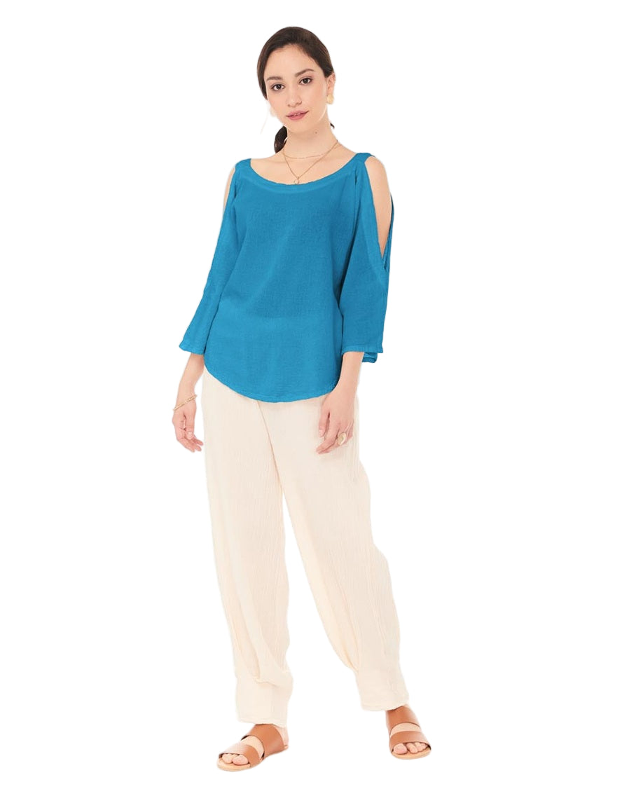 Sporty Cotton Gauze Blouse – Final Sale-Oh My Gauze