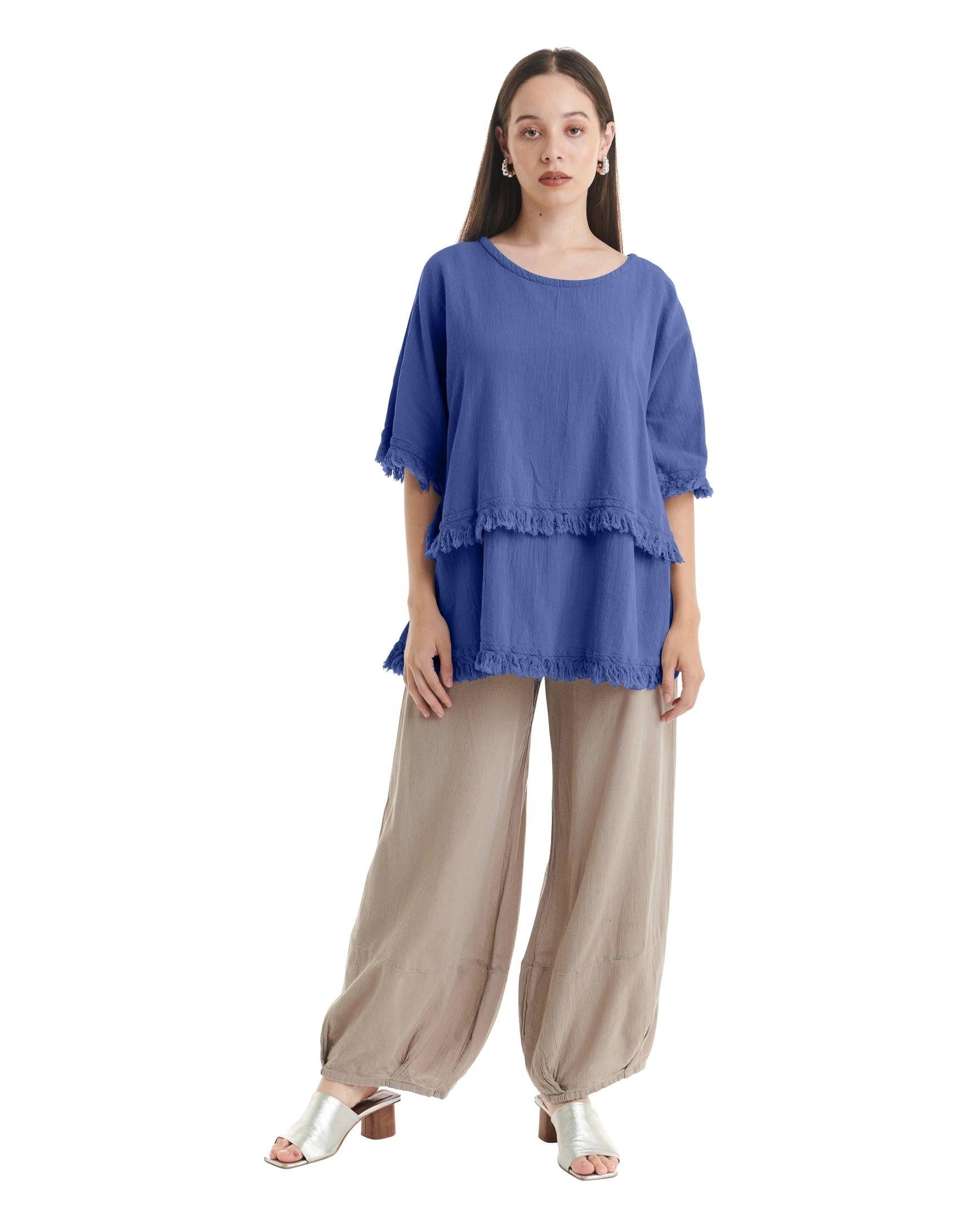 Truffle Cotton Gauze Blouse-Oh My Gauze