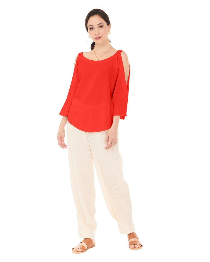 Sporty Cotton Gauze Blouse – Final Sale-Oh My Gauze
