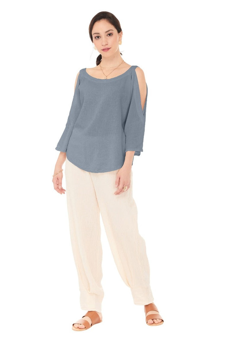 Sporty Cotton Gauze Blouse – Final Sale-Oh My Gauze