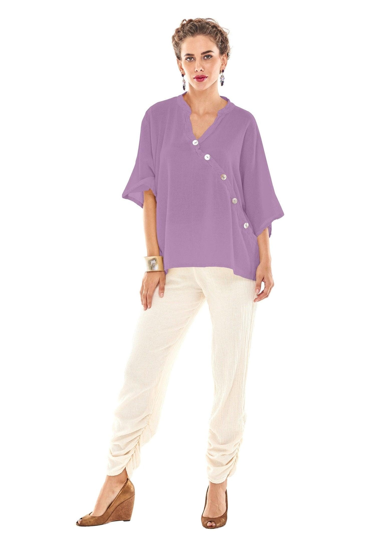 Button Cotton Gauze Blouse-Oh My Gauze