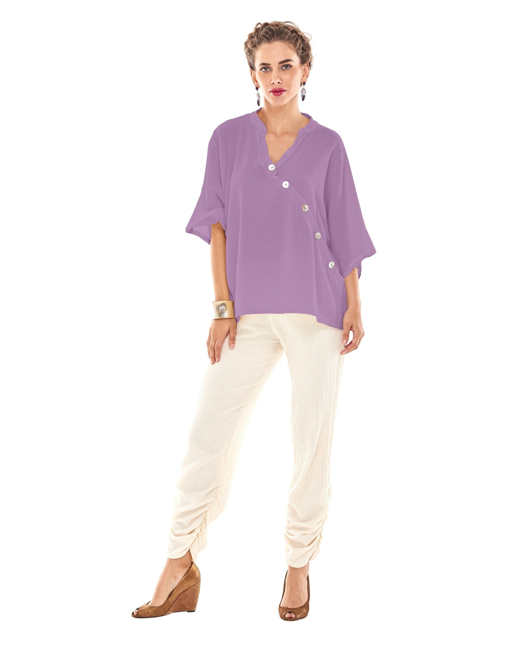 Button Cotton Gauze Blouse-Oh My Gauze