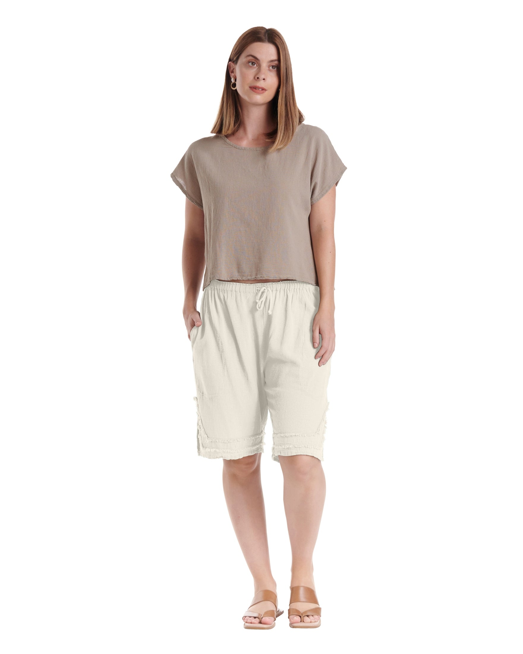 Bermuda Cotton Gauze Shorts-Oh My Gauze