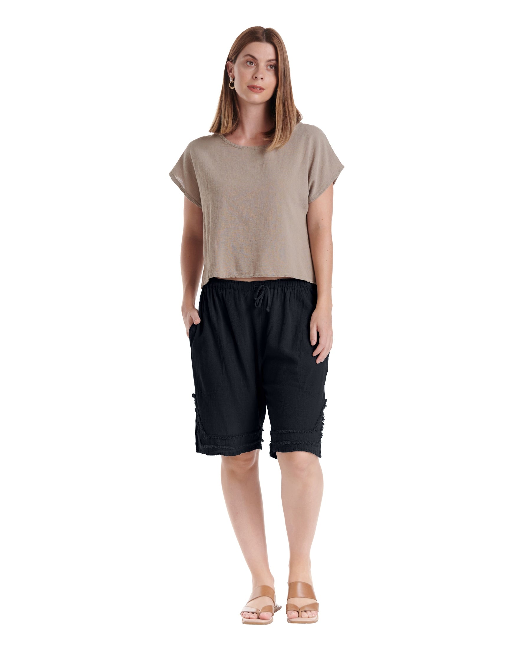 Bermuda Cotton Gauze Shorts-Oh My Gauze