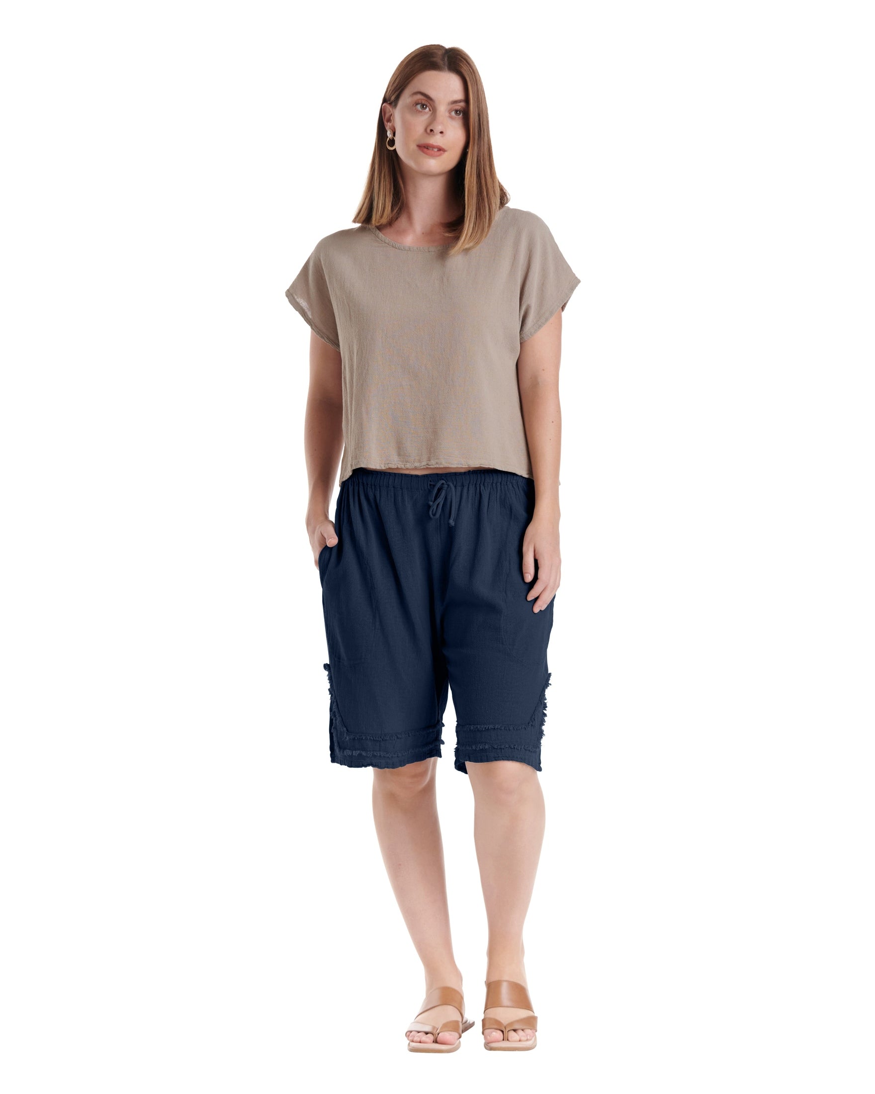 Bermuda Cotton Gauze Shorts-Oh My Gauze