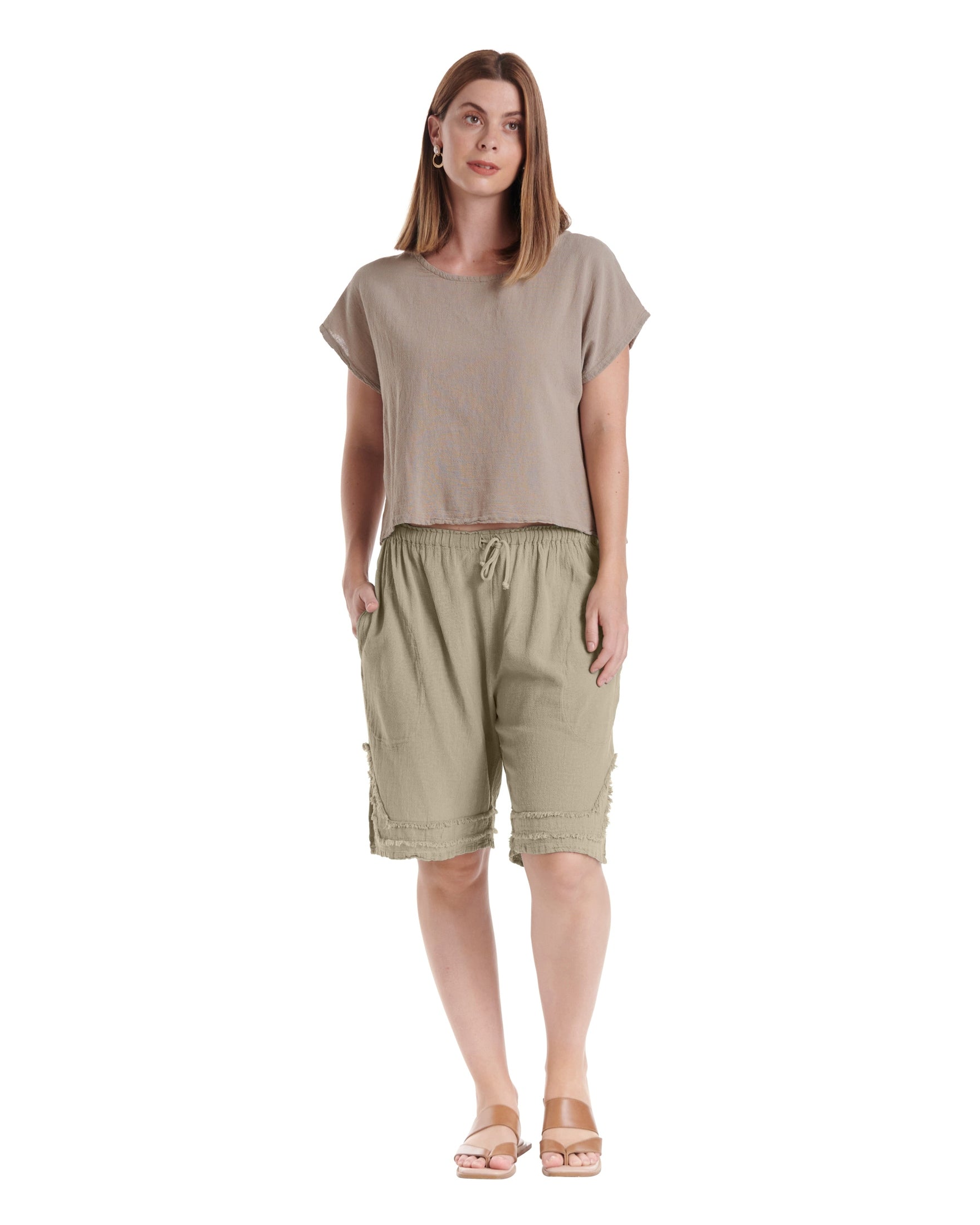 Bermuda Cotton Gauze Shorts-Oh My Gauze
